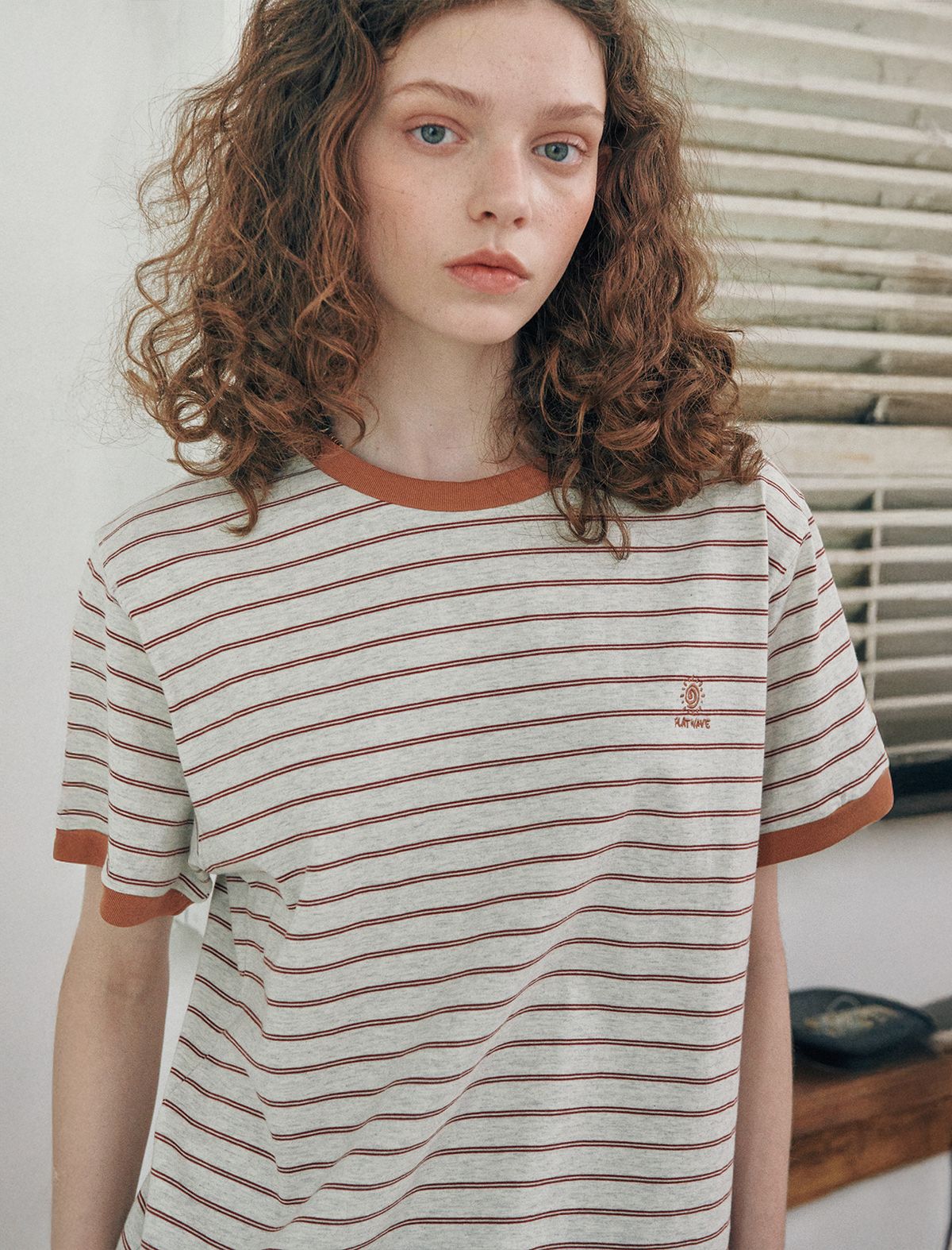 플랫웨이브 인 서울(FLATWAVE IN SEOUL) Loma Stripe Ringer T-Shirts Brown