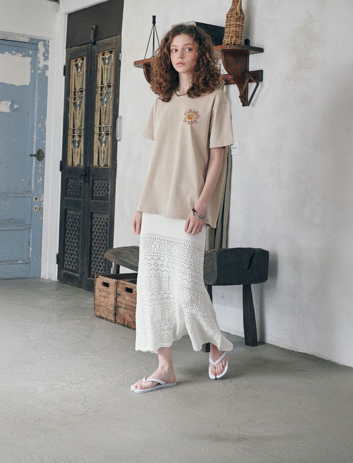 플랫웨이브 인 서울(FLATWAVE IN SEOUL) Nilo Print T-Shirts Beige