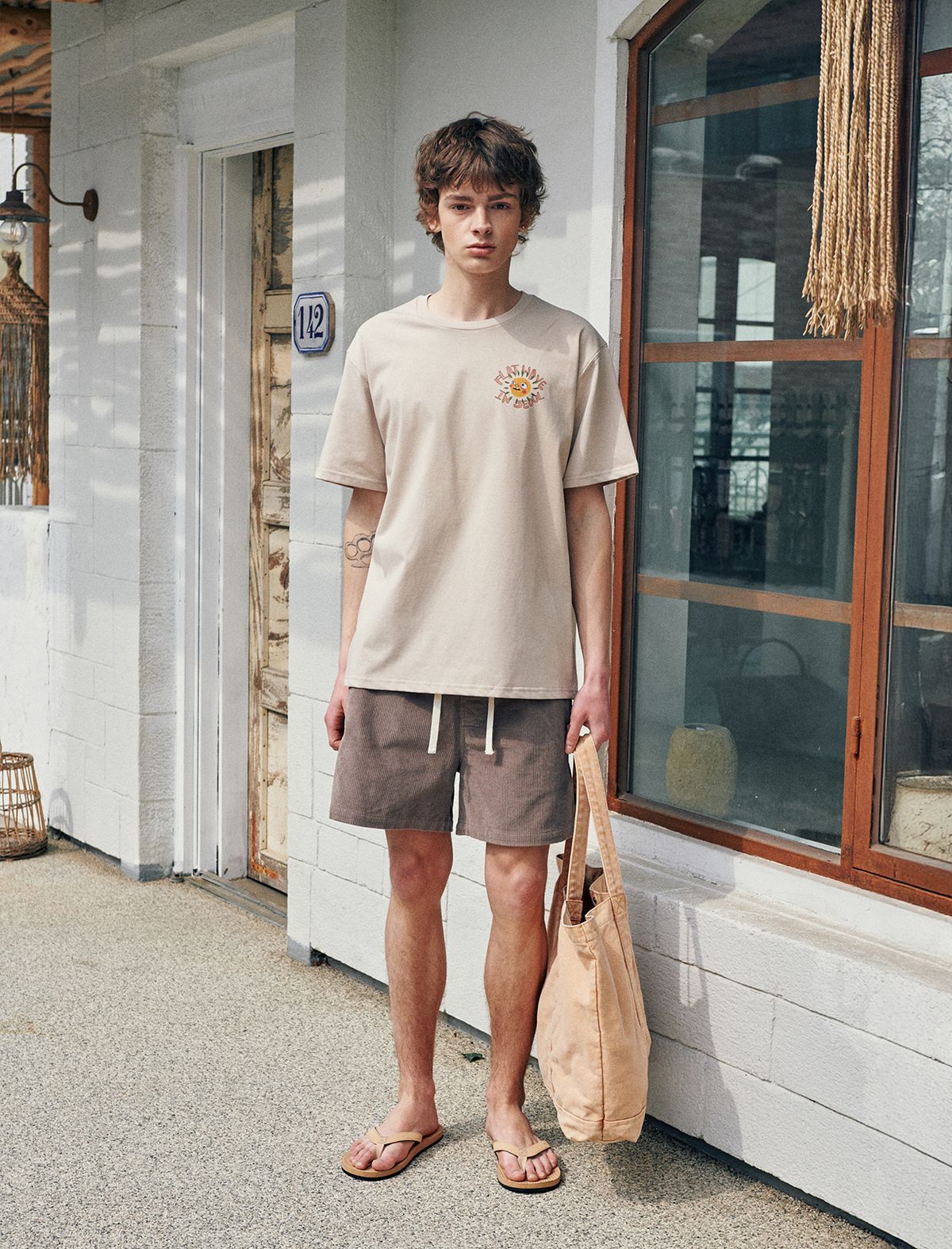 플랫웨이브 인 서울(FLATWAVE IN SEOUL) Nilo Print T-Shirts Beige