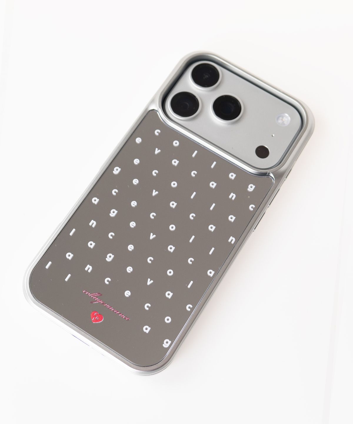 꼴라주바캉스(COLLAGEVACANCE) Col Pattern Mirror Silver Case (폰케이스) - White Alphabet