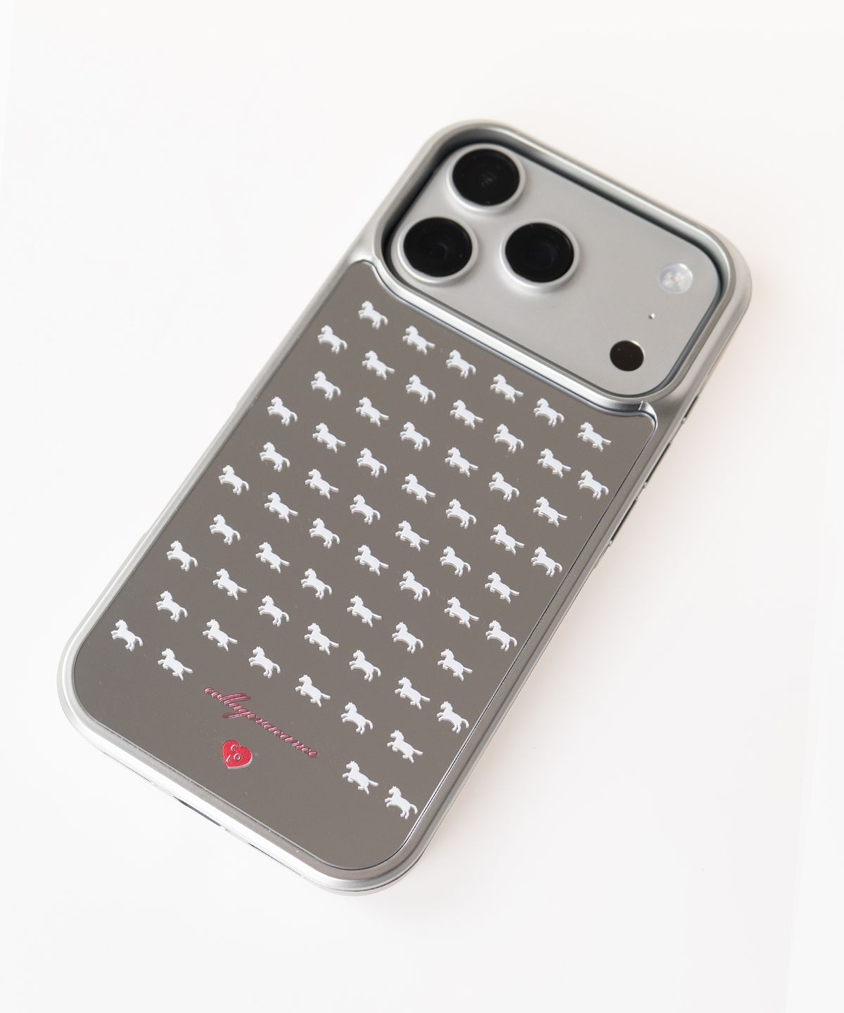 꼴라주바캉스(COLLAGEVACANCE) Col Pattern Mirror Silver Case (폰케이스) - White Horse