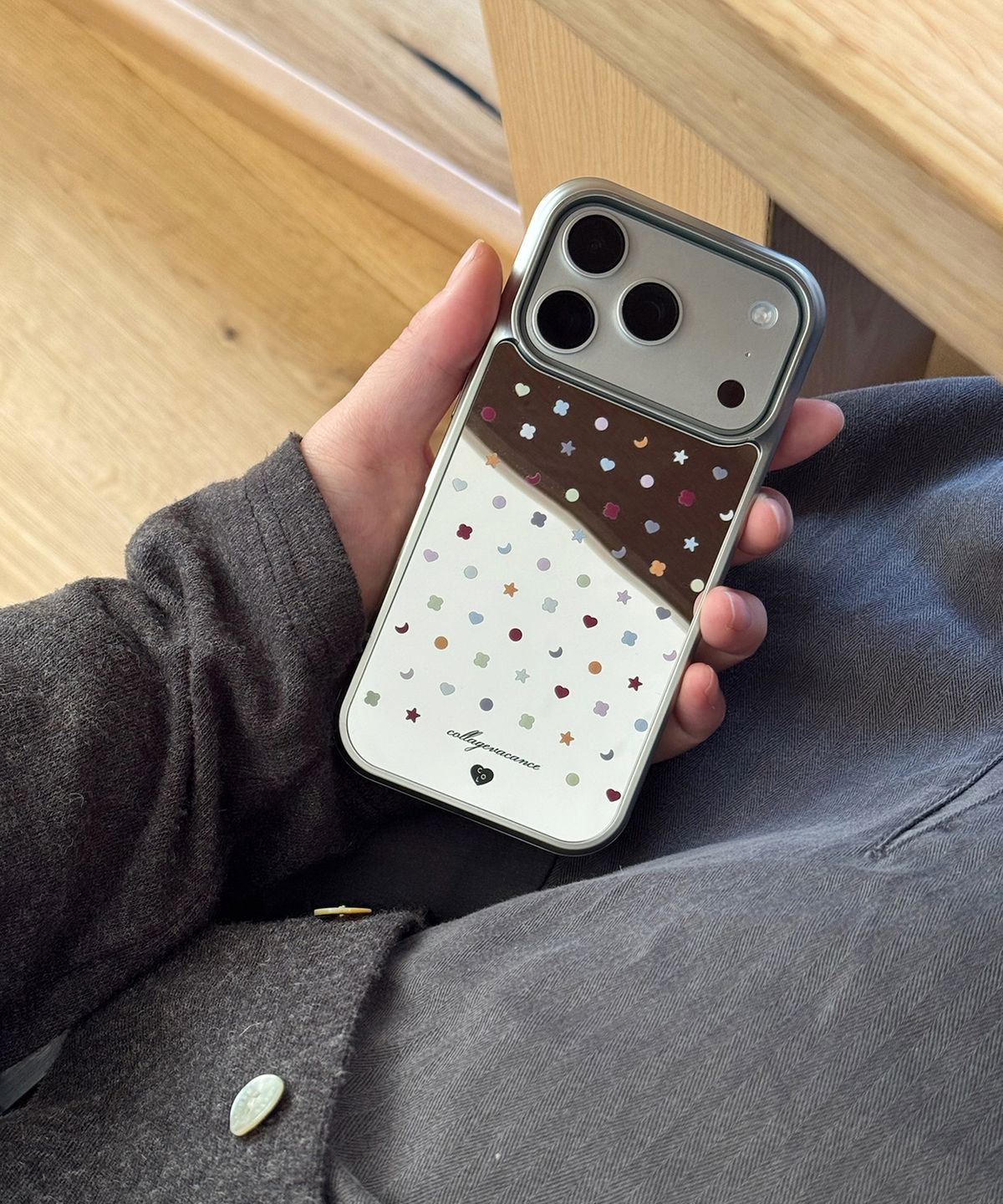 꼴라주바캉스(COLLAGEVACANCE) Col Pattern Mirror Silver Case (폰케이스) - Color Shape