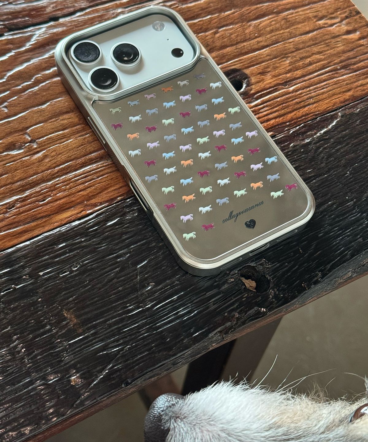 꼴라주바캉스(COLLAGEVACANCE) Col Pattern Mirror Silver Case (폰케이스) - Color Horse