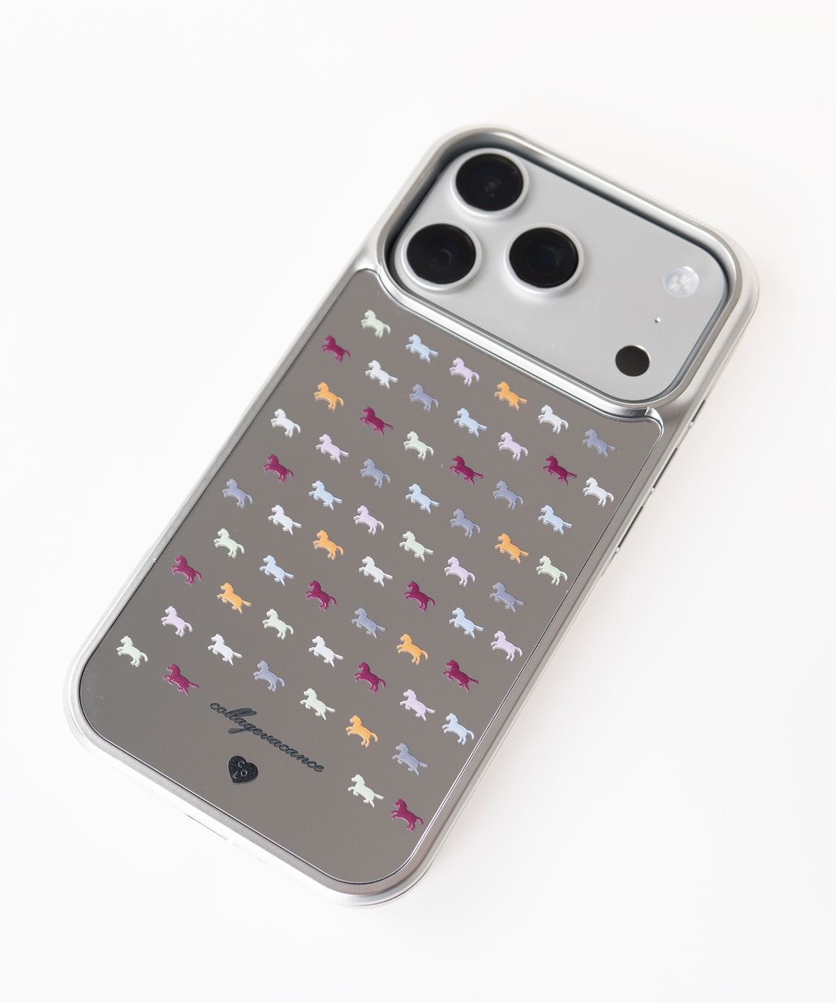 꼴라주바캉스(COLLAGEVACANCE) Col Pattern Mirror Silver Case (폰케이스) - Color Horse
