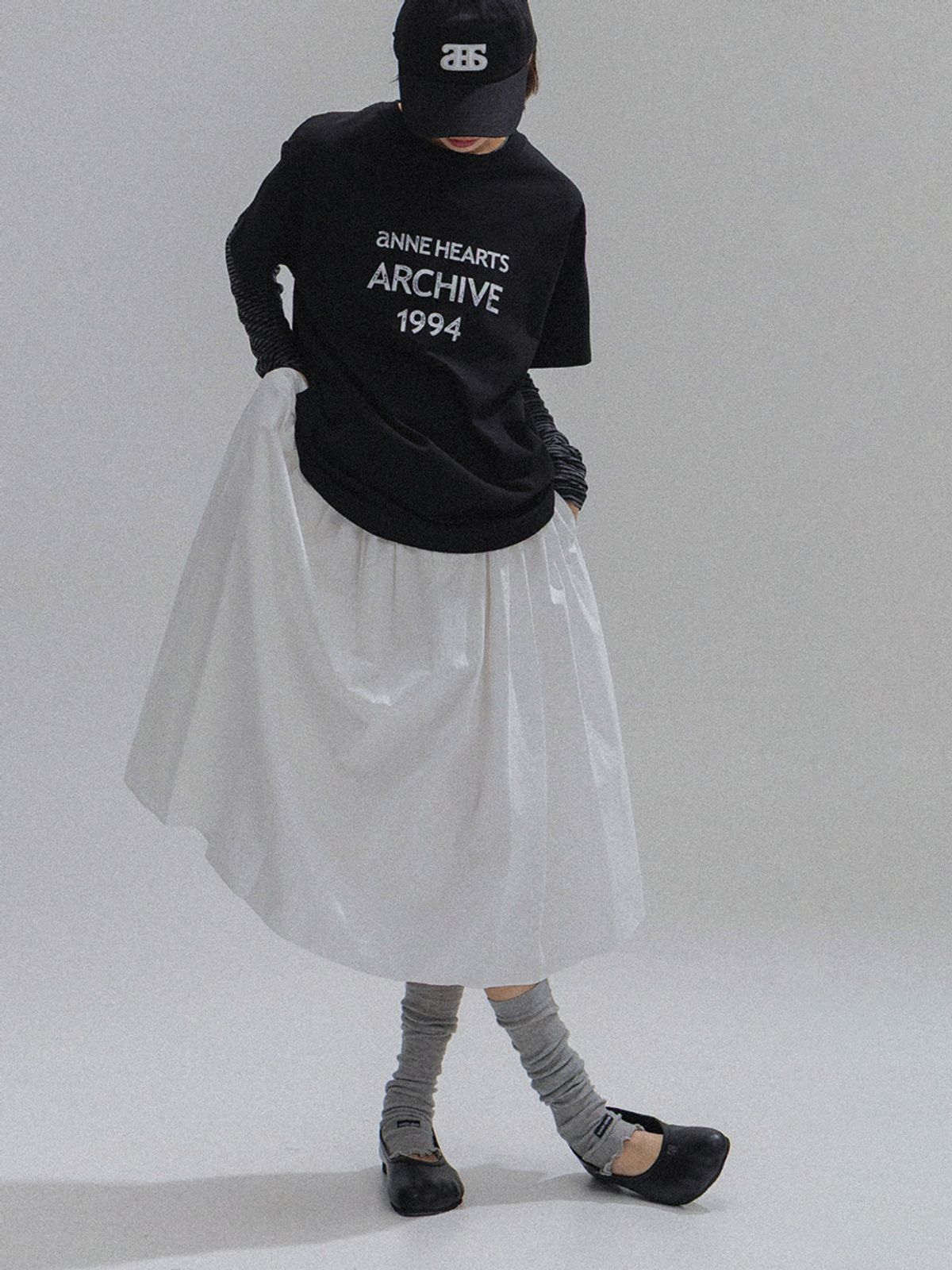 앤하츠(ANNEHEARTS) Crispy Balloon Long Skirt_WHITE