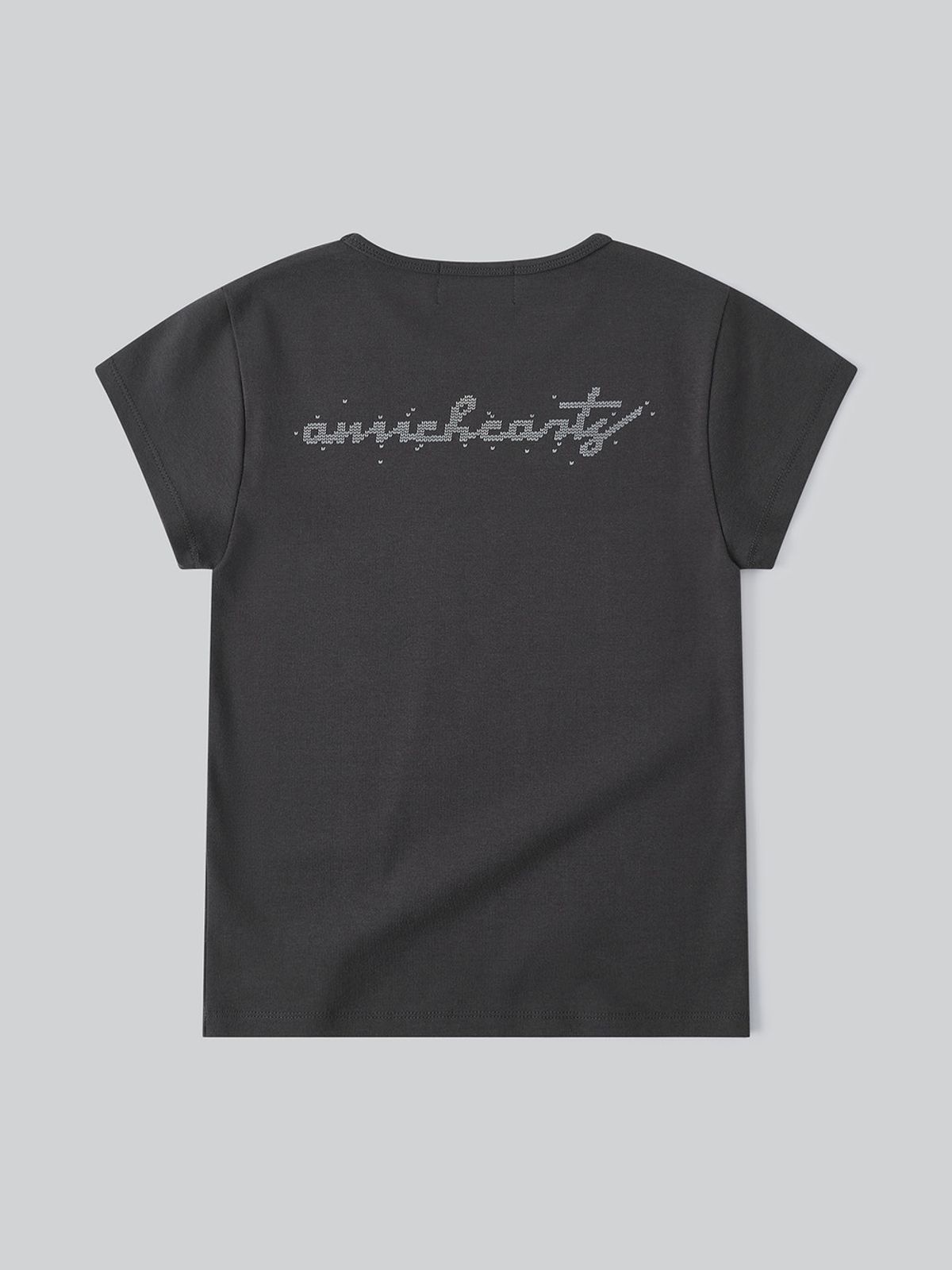 앤하츠(ANNEHEARTS) Slim Modal lettering Tee_CHARCOAL