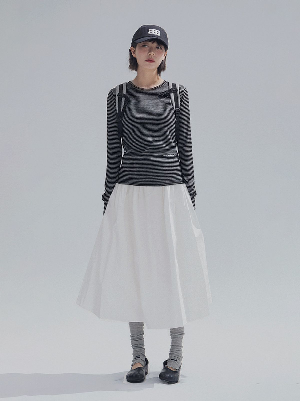 앤하츠(ANNEHEARTS) Double Stripe Slim Tee_BLACK