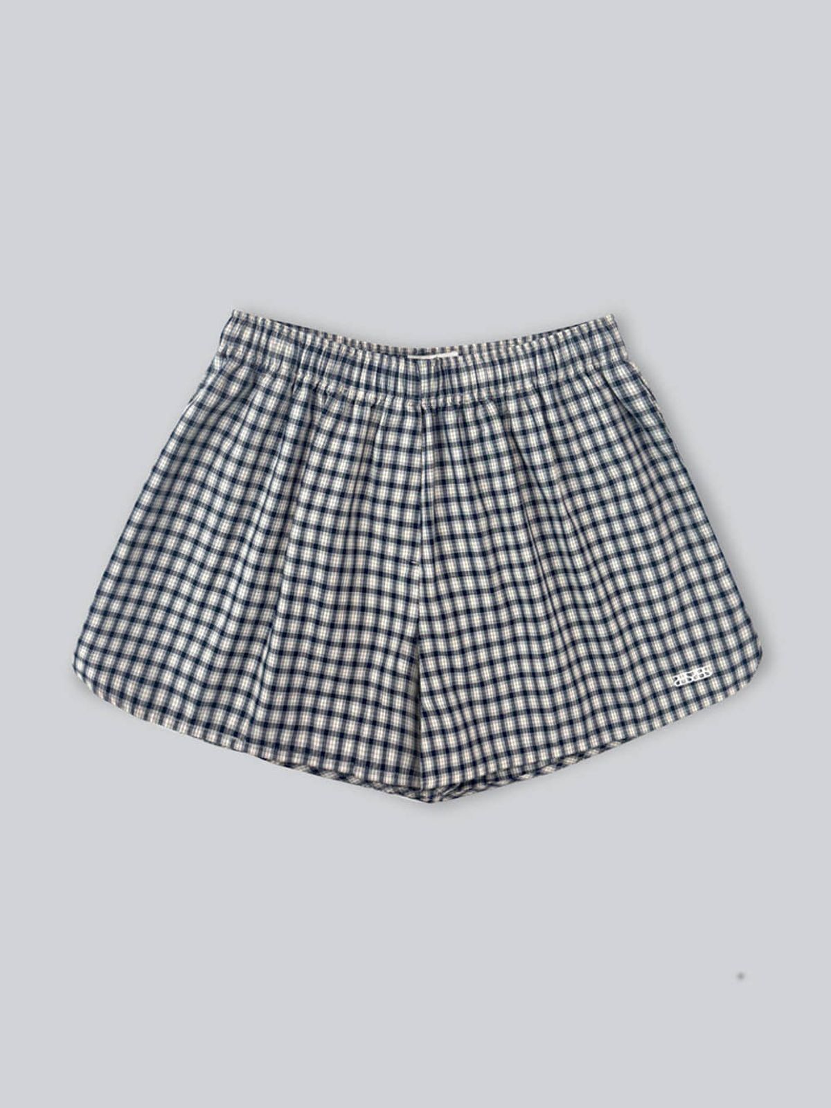 앤하츠(ANNEHEARTS) Easy Relaxed Check Shorts_NAVY