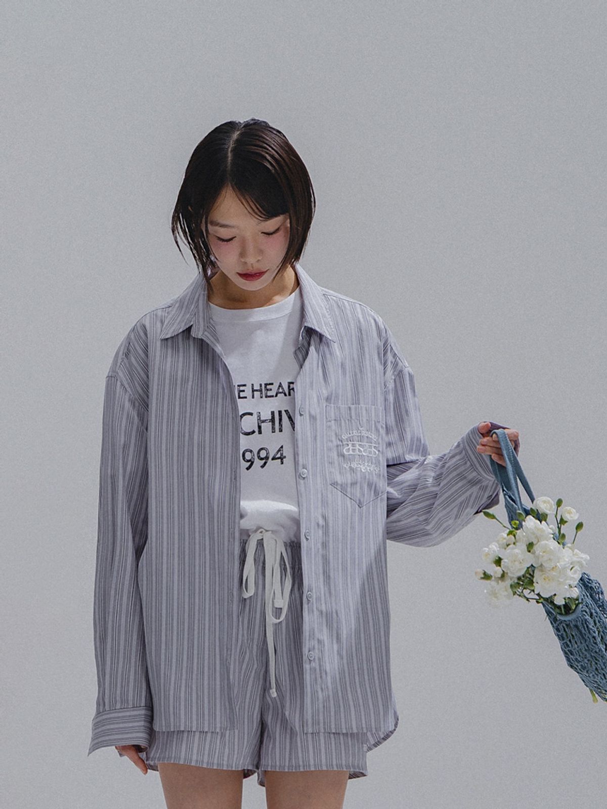 앤하츠(ANNEHEARTS) Breeze Relaxed Banding Shorts_GREY