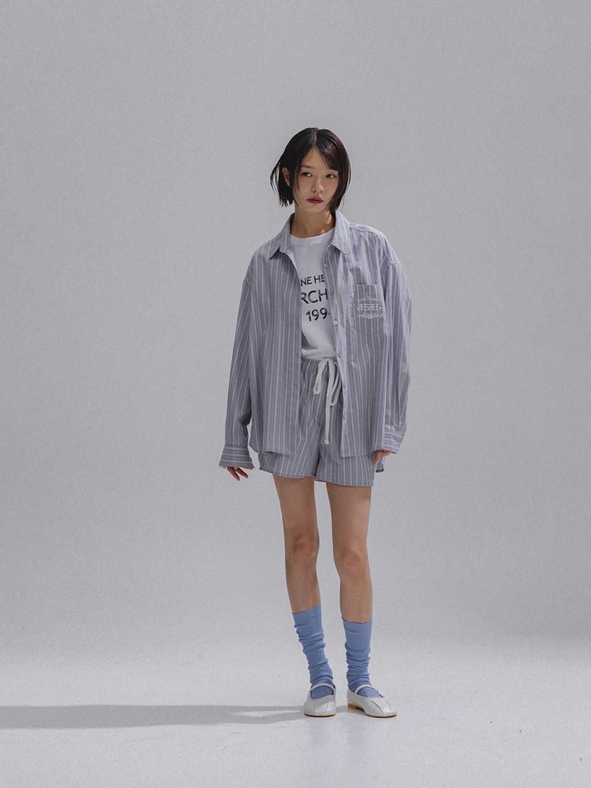 앤하츠(ANNEHEARTS) Breeze Relaxed Banding Shorts_GREY