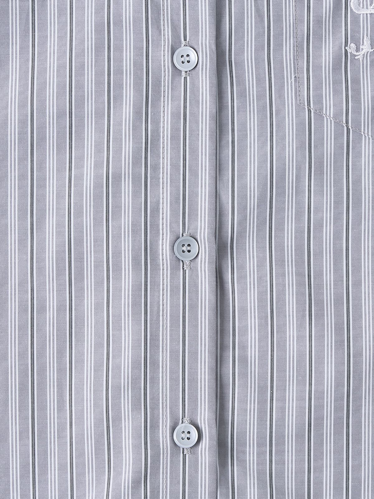 앤하츠(ANNEHEARTS) Breeze Embroidery Stripe Shirt_GREY