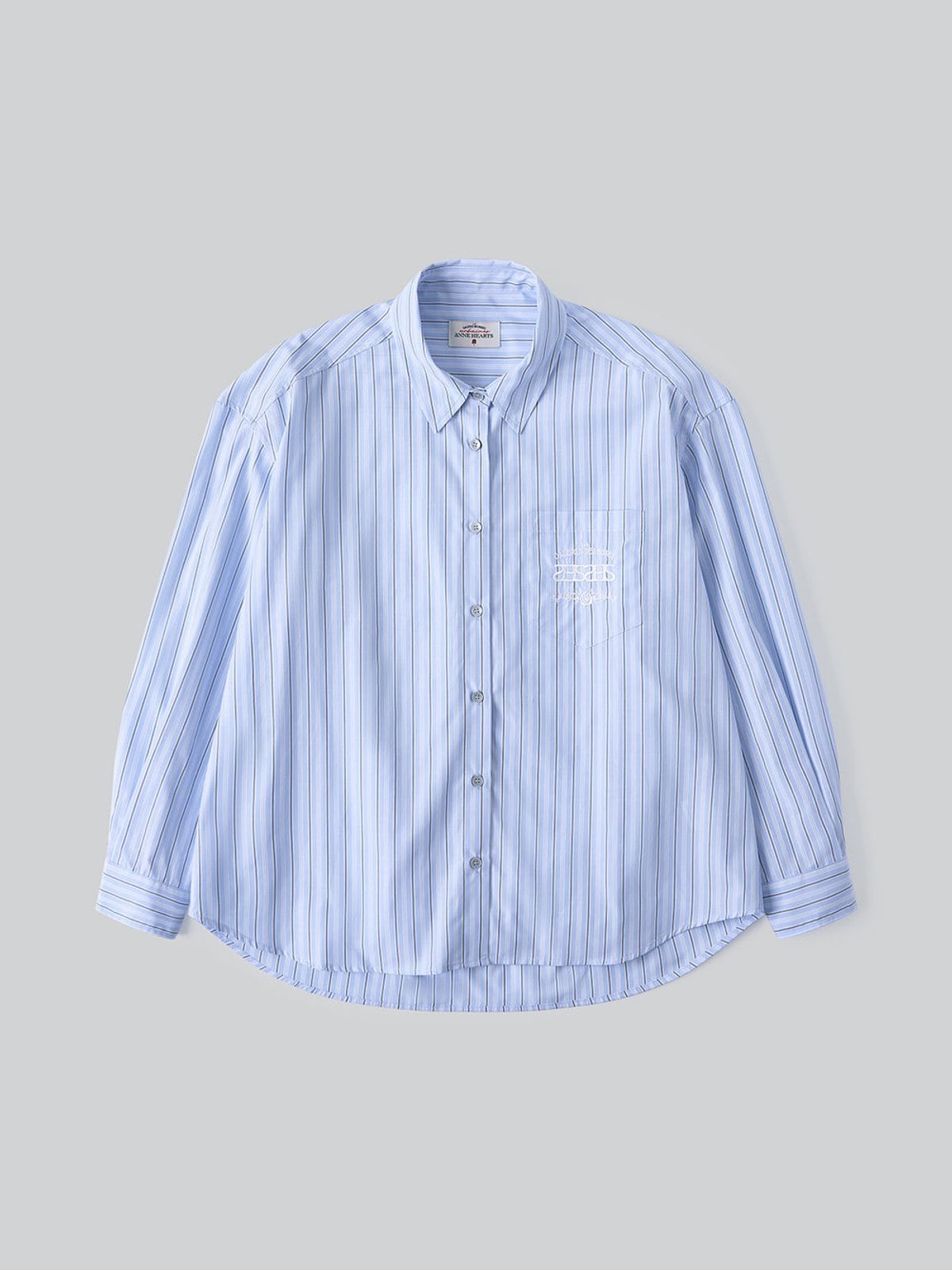 앤하츠(ANNEHEARTS) Breeze Embroidery Stripe Shirt_BLUE