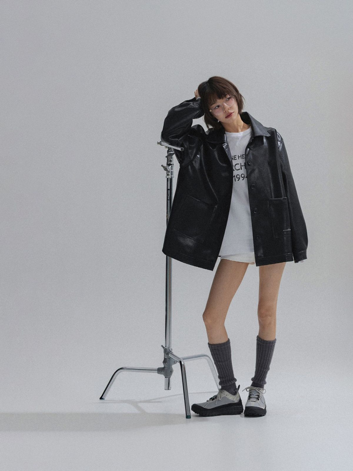 앤하츠(ANNEHEARTS) Urban Overfit Veagn Leather Jacket_BLACK