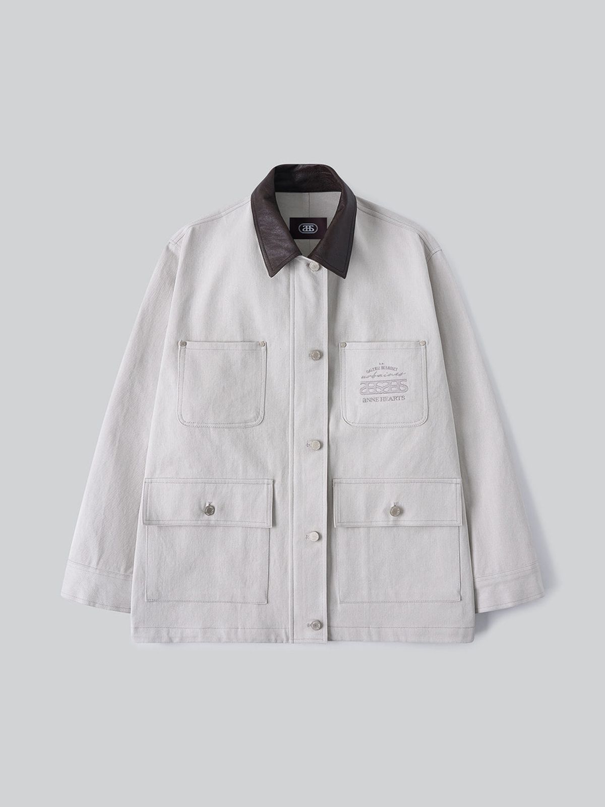 앤하츠(ANNEHEARTS) Signature Logo Overfit Work Jacket_GREY