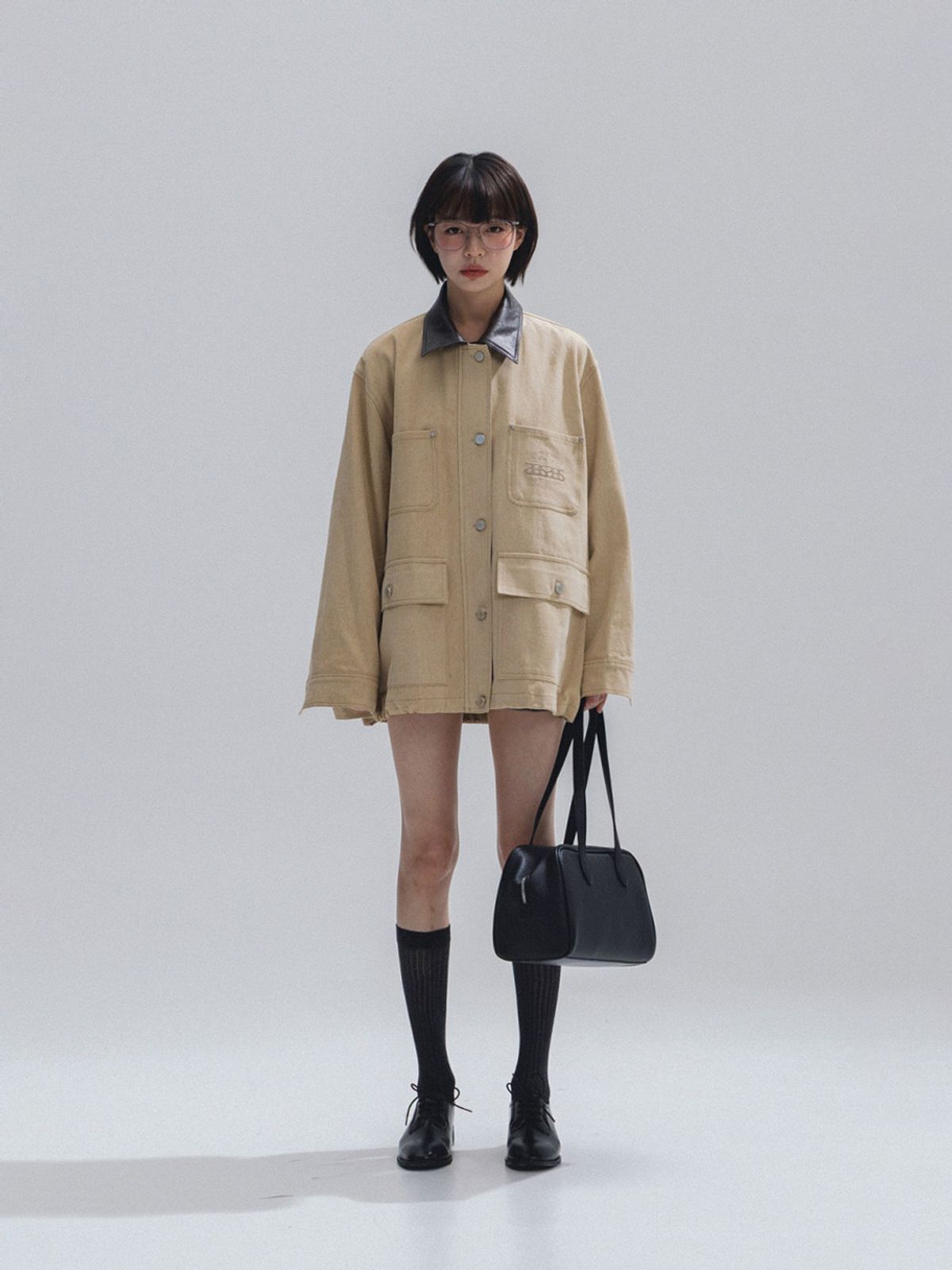 앤하츠(ANNEHEARTS) Signature Logo Overfit Work Jacket_BEIGE