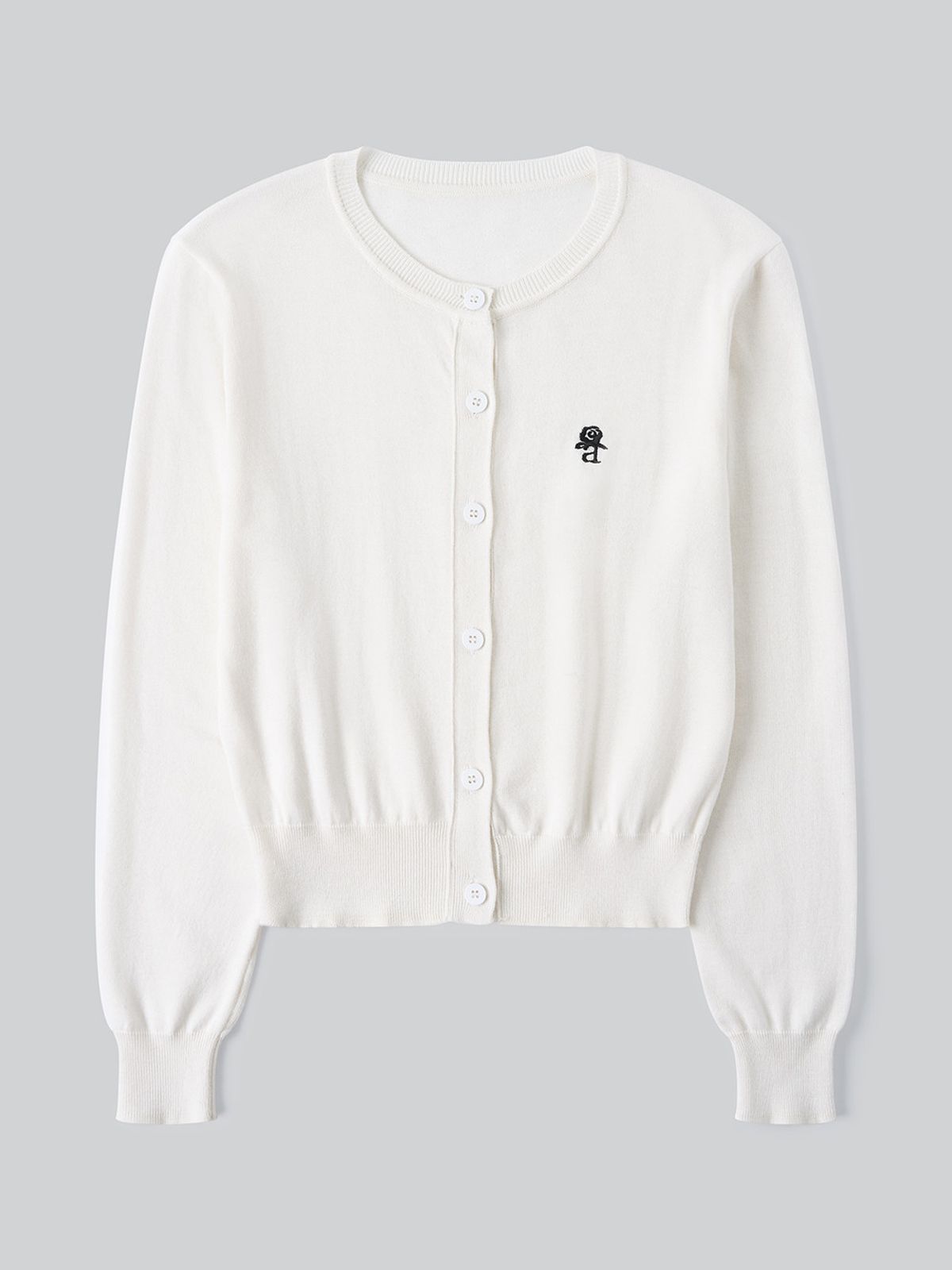 앤하츠(ANNEHEARTS) Floral Logo Wool Cardigan_IVORY