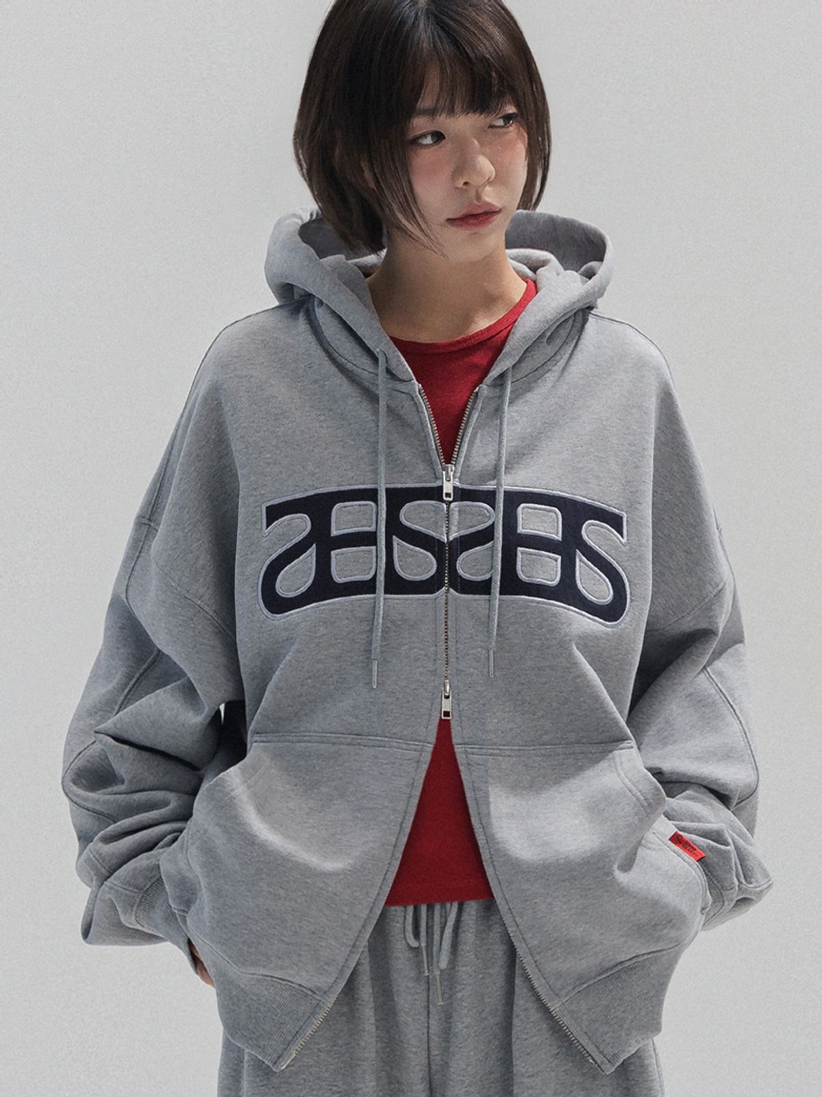 앤하츠(ANNEHEARTS) Heart Logo Hooded Zip-up_MELANGE