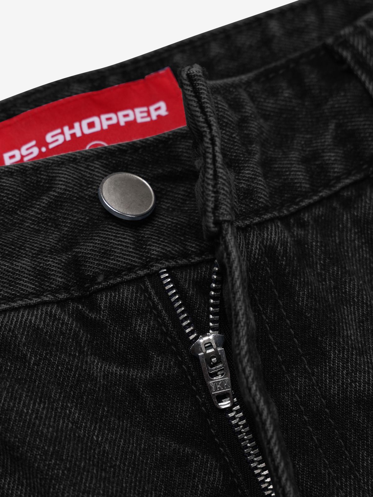 피에스쇼퍼(PSSHOPPER) 커브드 워싱 와이드 데님 팬츠 [워시드 블랙]
