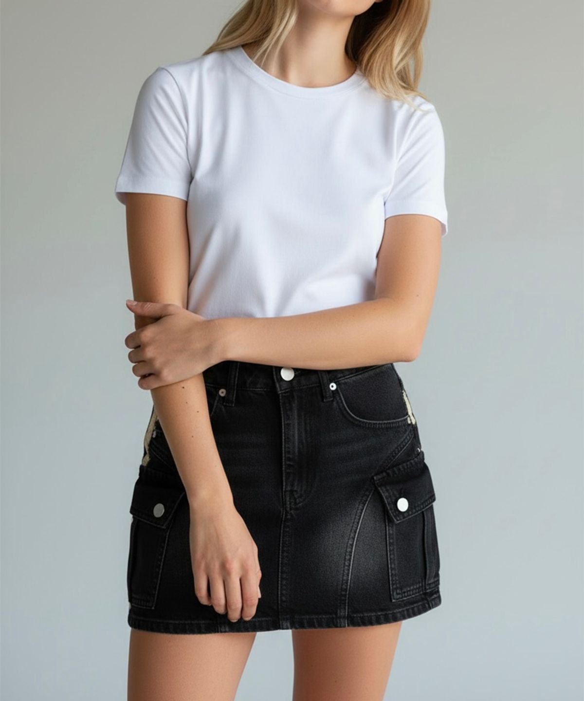 본슬리피(BORN SLIPPY) Addicted Side Pocket Mini Skirt (Black)
