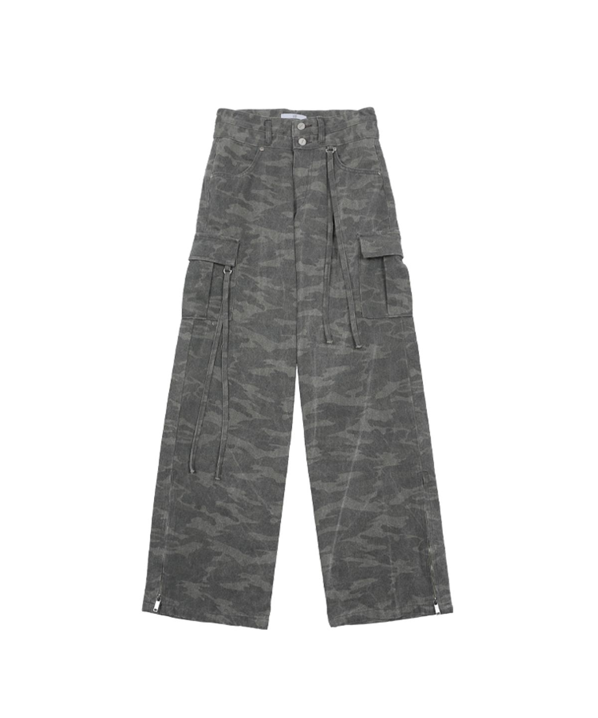 어니브(ANIV) CARGO STRING BOOT CUT PANTS CAMO
