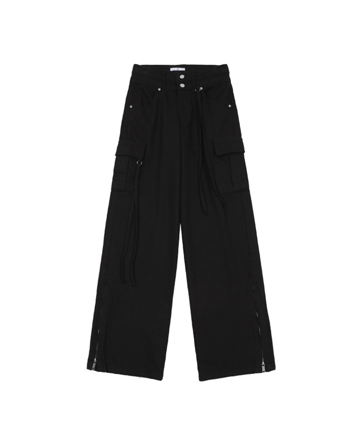 어니브(ANIV) CARGO STRING BOOT CUT PANTS BLACK