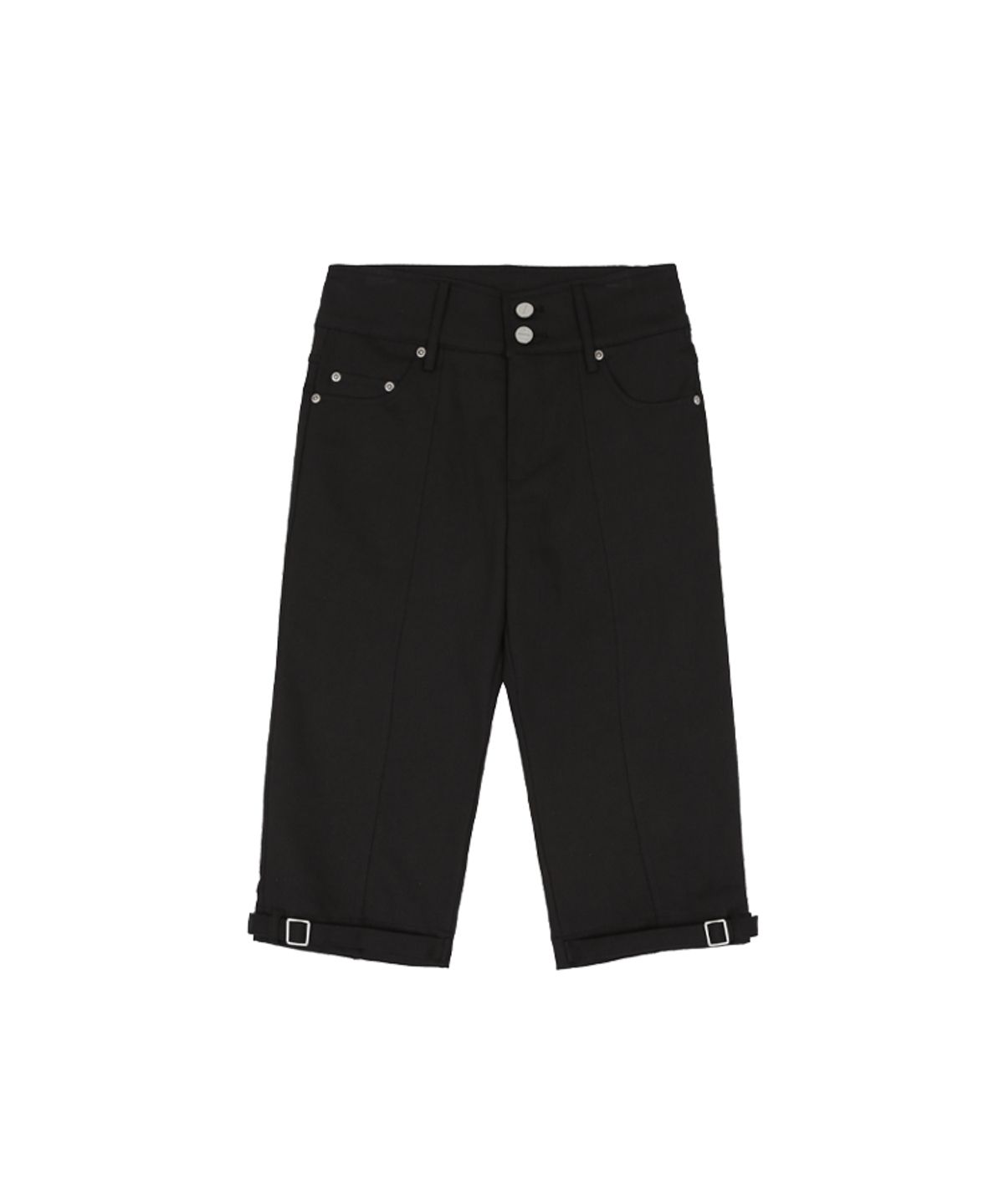 어니브(ANIV) SIDE BUCKLE CAPRI PANTS BLACK