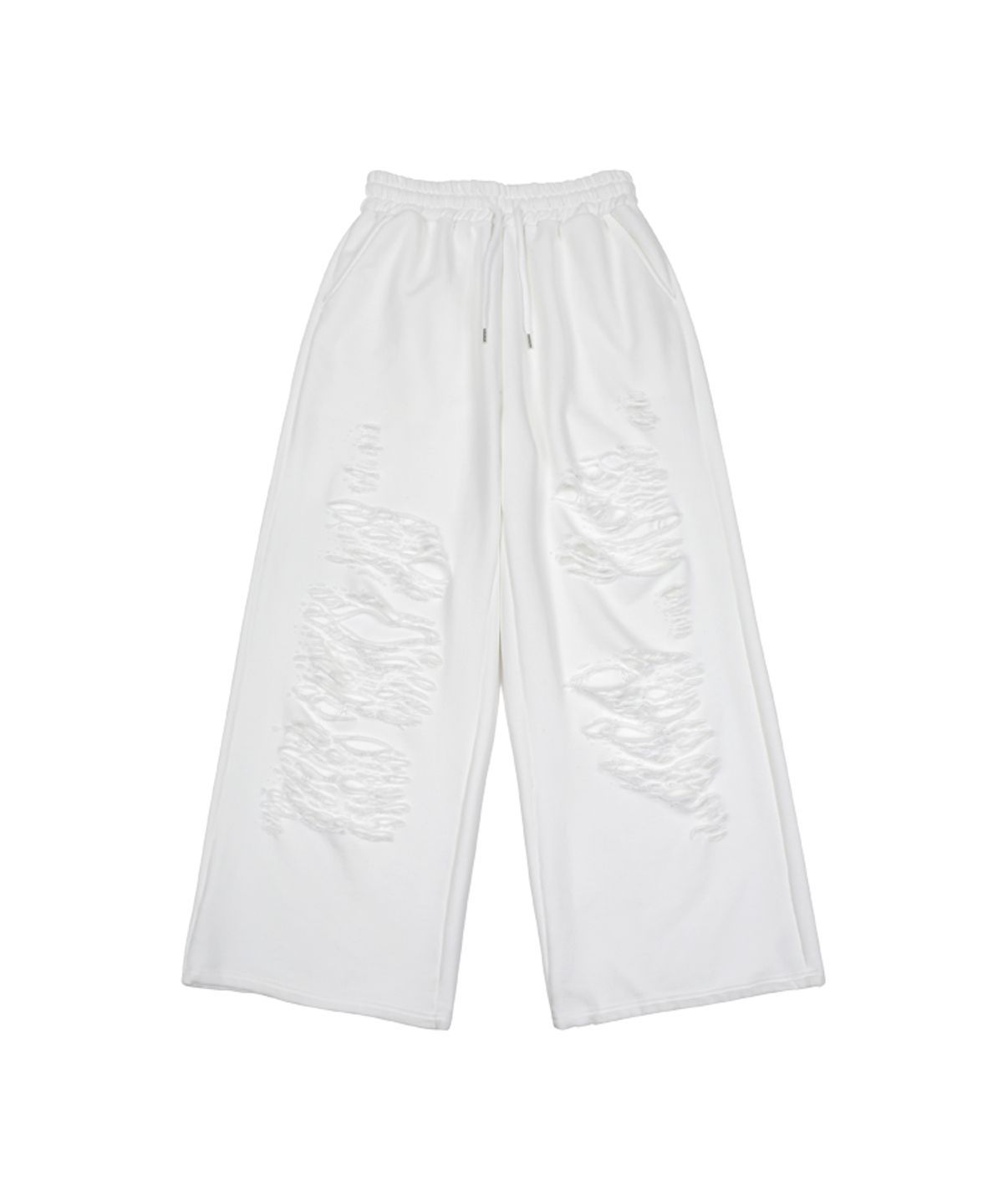 어니브(ANIV) DESTROYED BANDING SWEAT PANTS WHITE