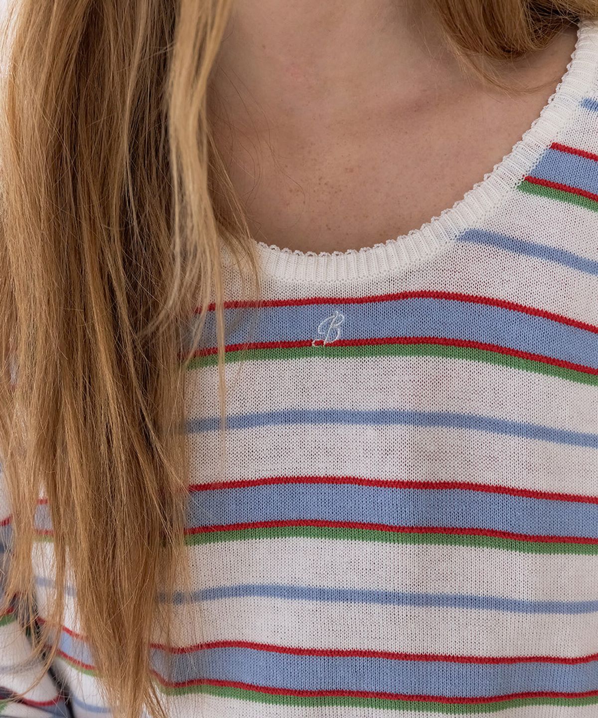 베이비블루니들즈(BABYBLUENEEDLES) Stripe Pincot Knit Pullover WHITE