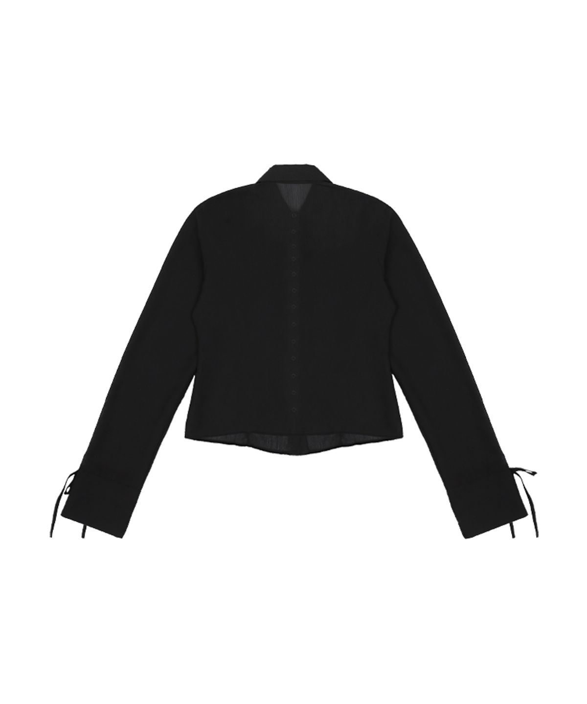 어니브(ANIV) SEE-THROUGH LONG CUFFS SHIRT BLACK