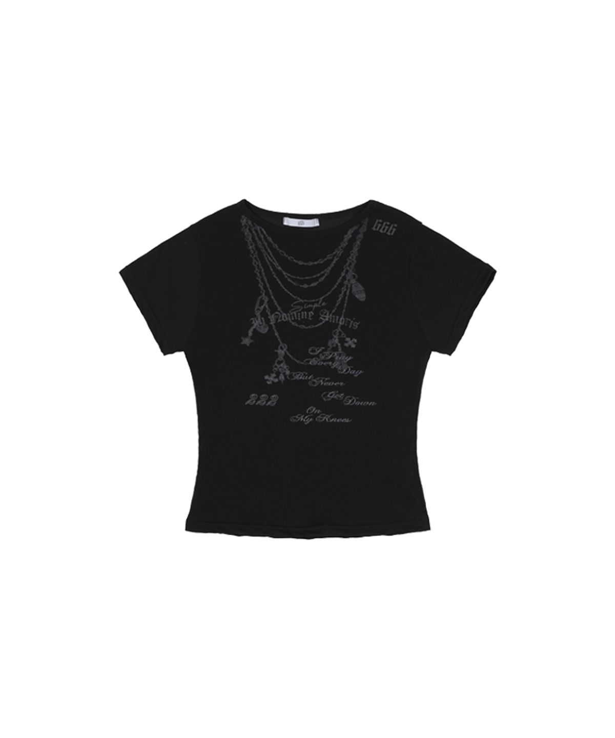 어니브(ANIV) JEWELRY SEE-THOUGH T-SHIRT BLACK