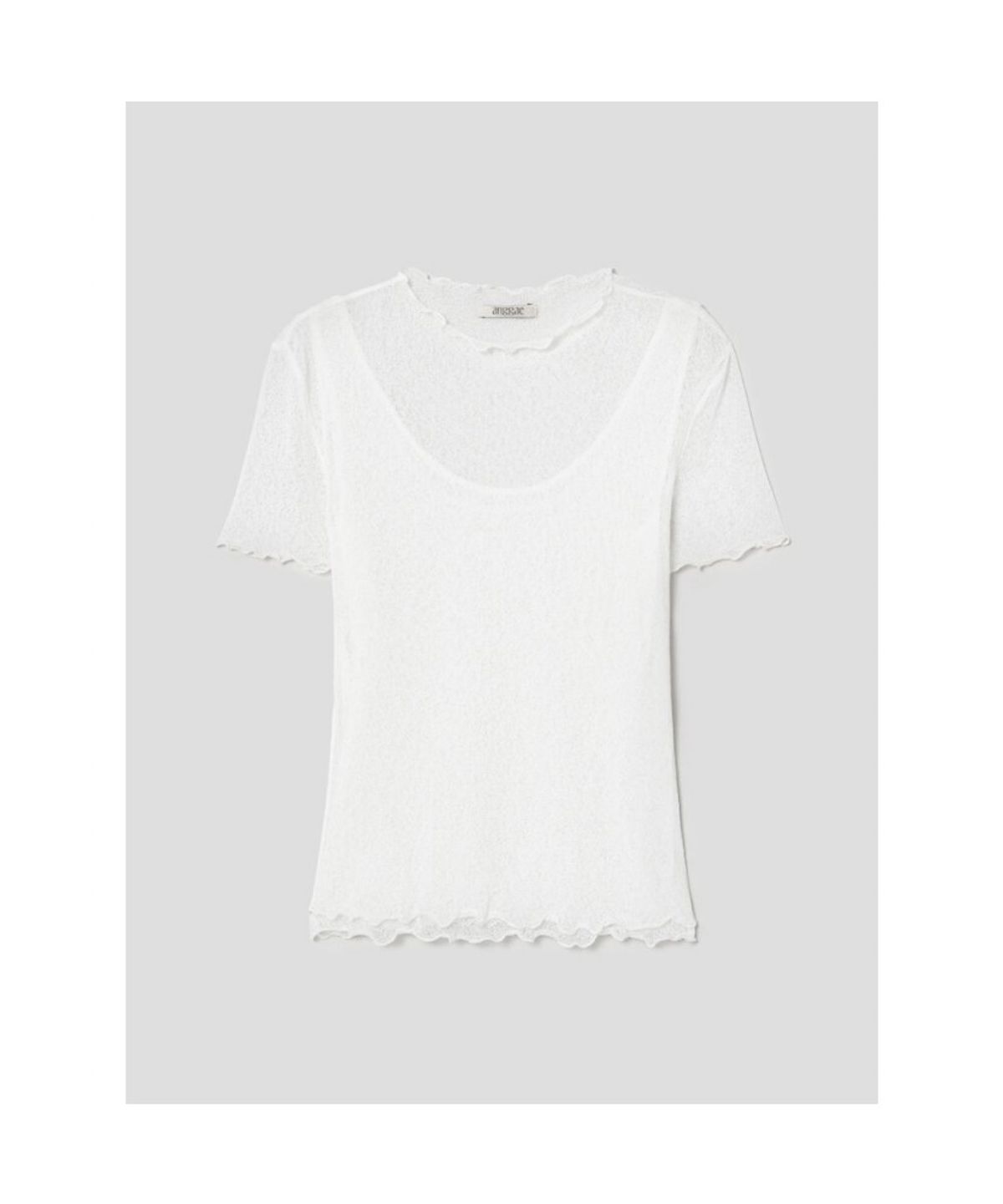 앙개(ANGGAE) Two Layered Net TShirt  White