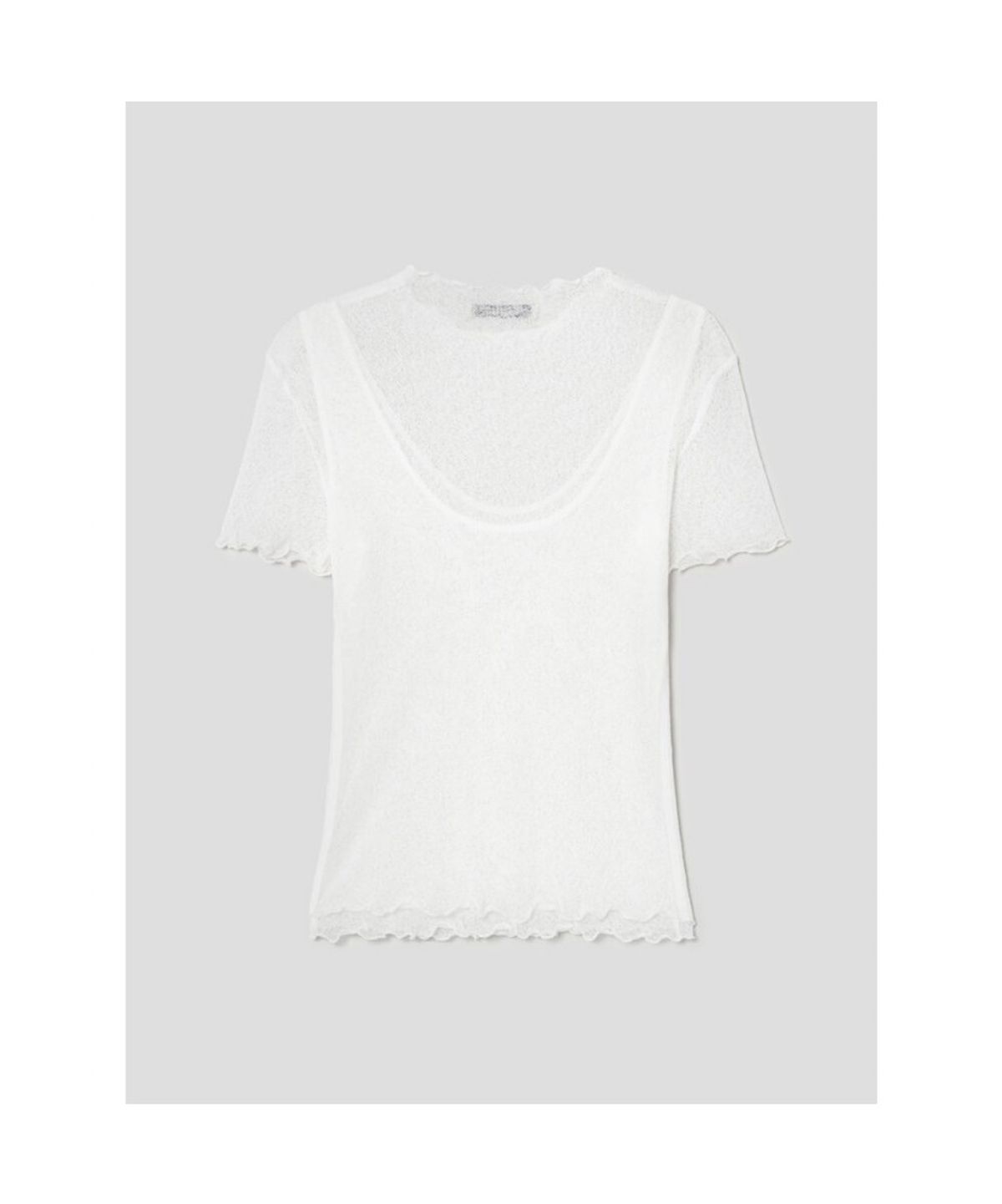 앙개(ANGGAE) Two Layered Net TShirt  White
