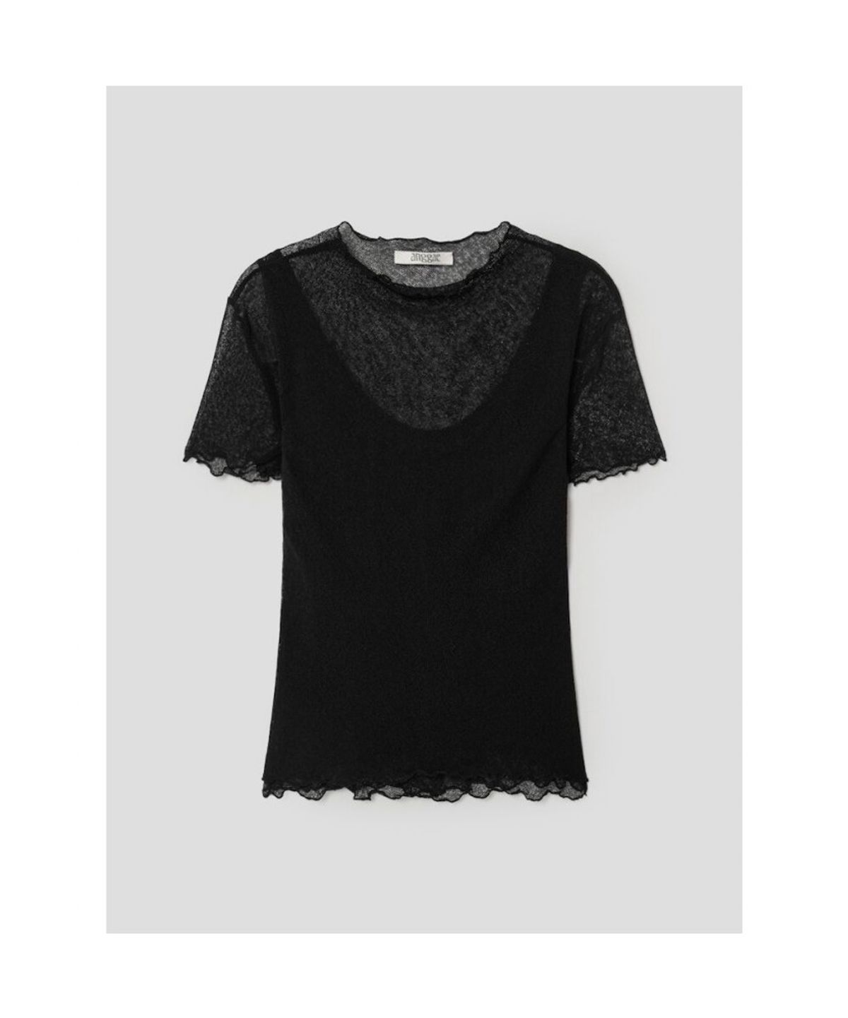 앙개(ANGGAE) Two Layered Net TShirt  Black