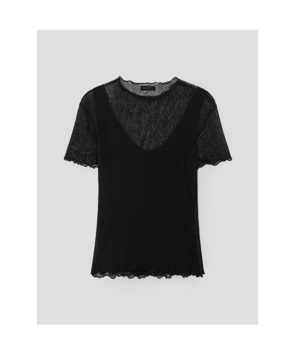 앙개(ANGGAE) Two Layered Net TShirt  Black