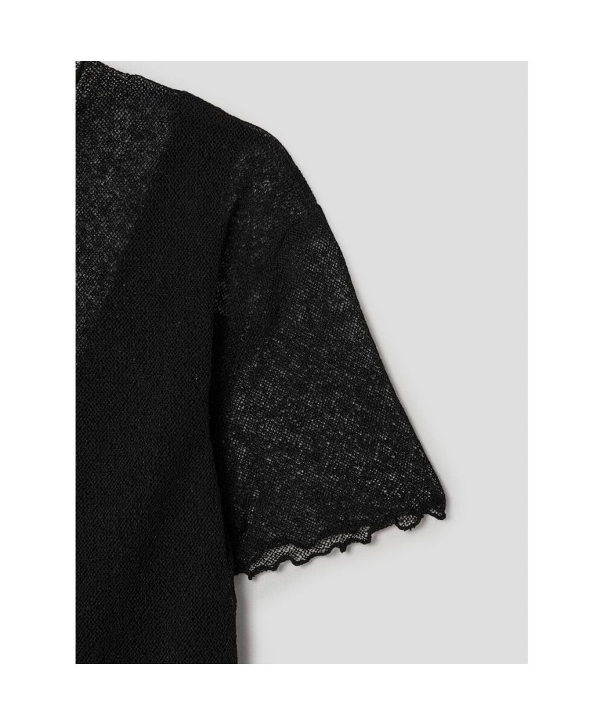 앙개(ANGGAE) Two Layered Net TShirt  Black