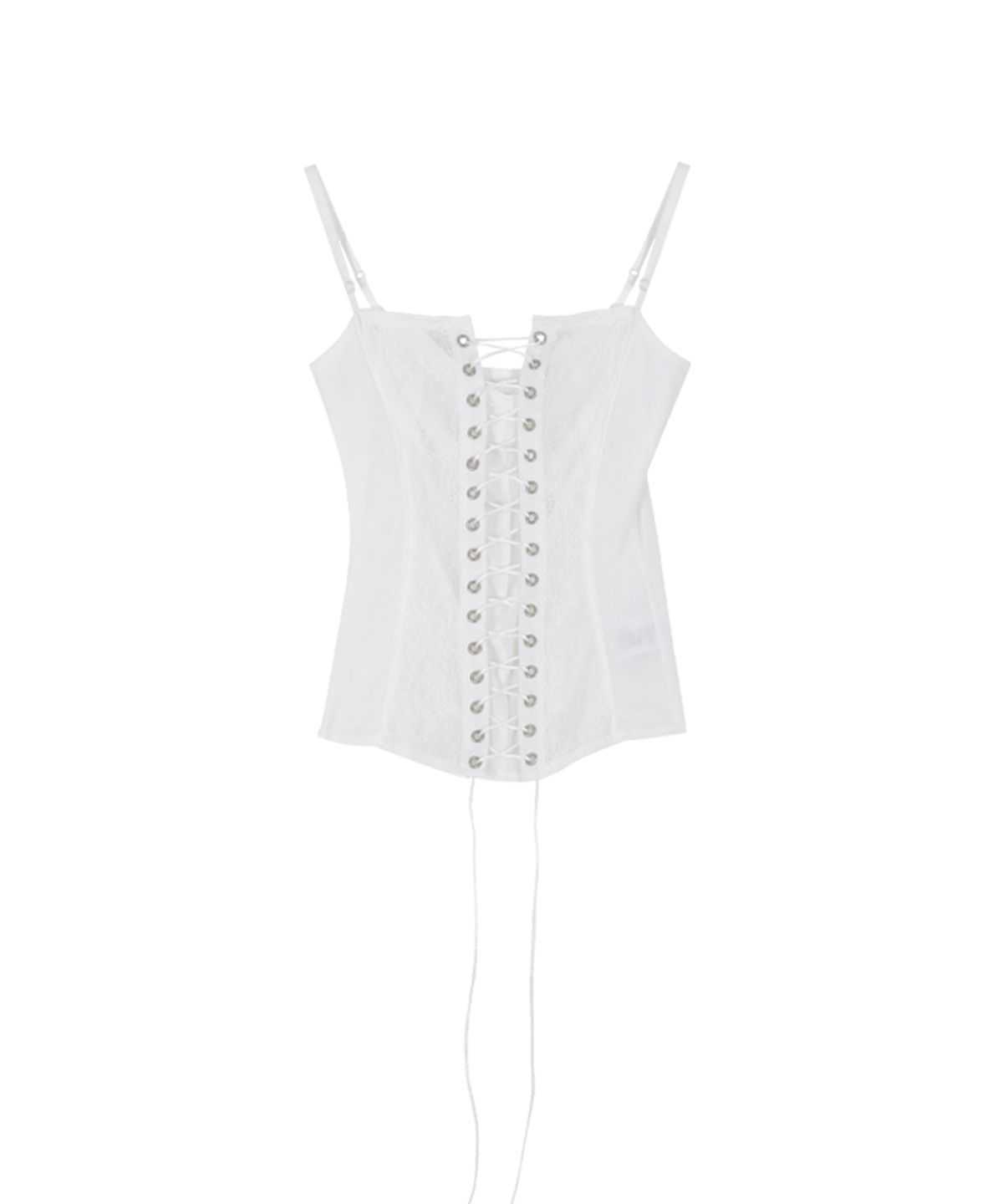 어니브(ANIV) LACE EYELET CORSET TOP WHITE