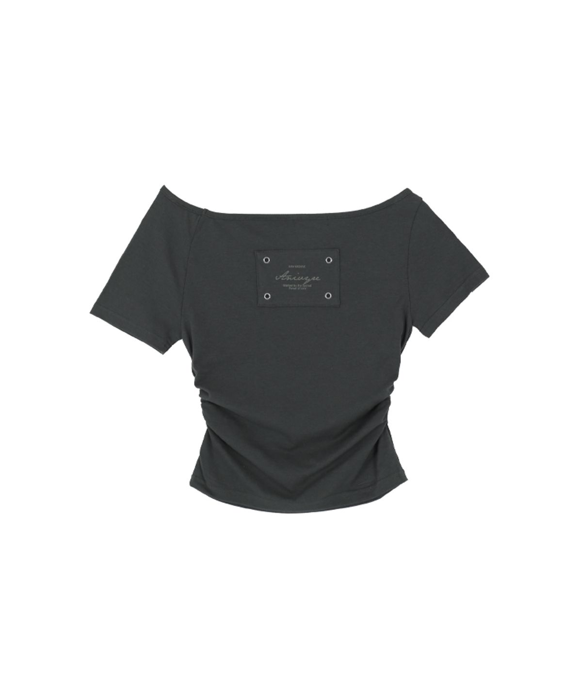 어니브(ANIV) SHIRRING LETTERING T-SHIRT CHARCOAL