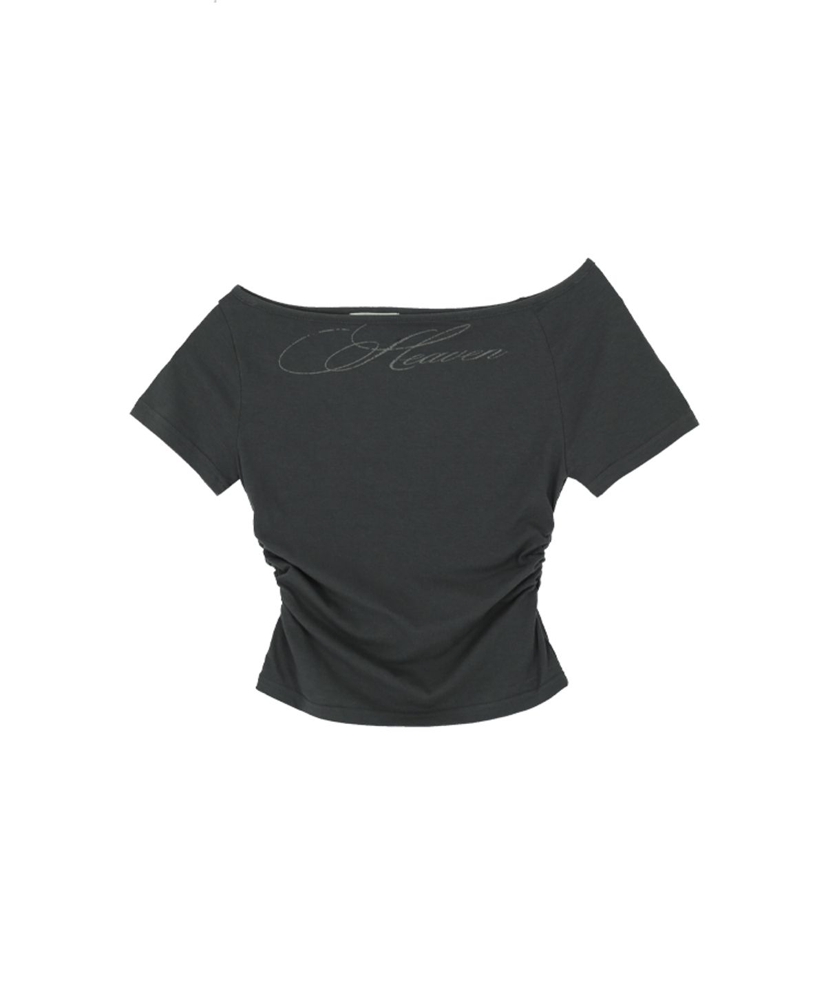 어니브(ANIV) SHIRRING LETTERING T-SHIRT CHARCOAL