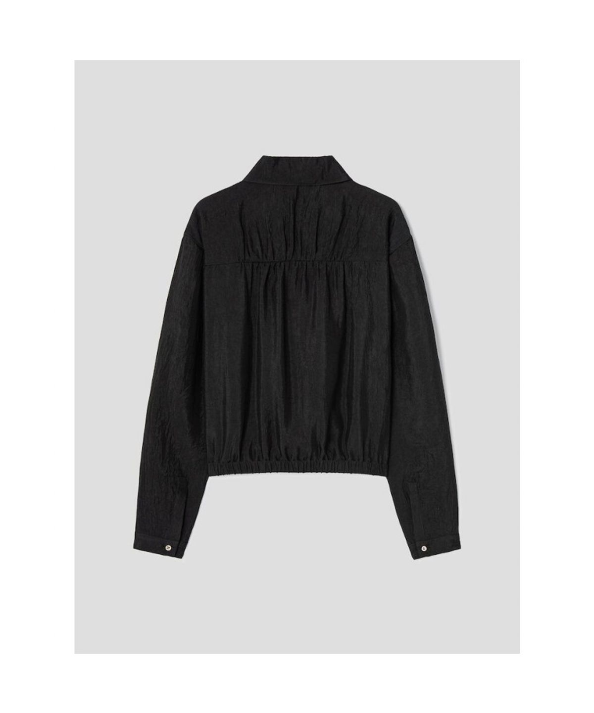 앙개(ANGGAE) Satin ZipUp Shirt  Black