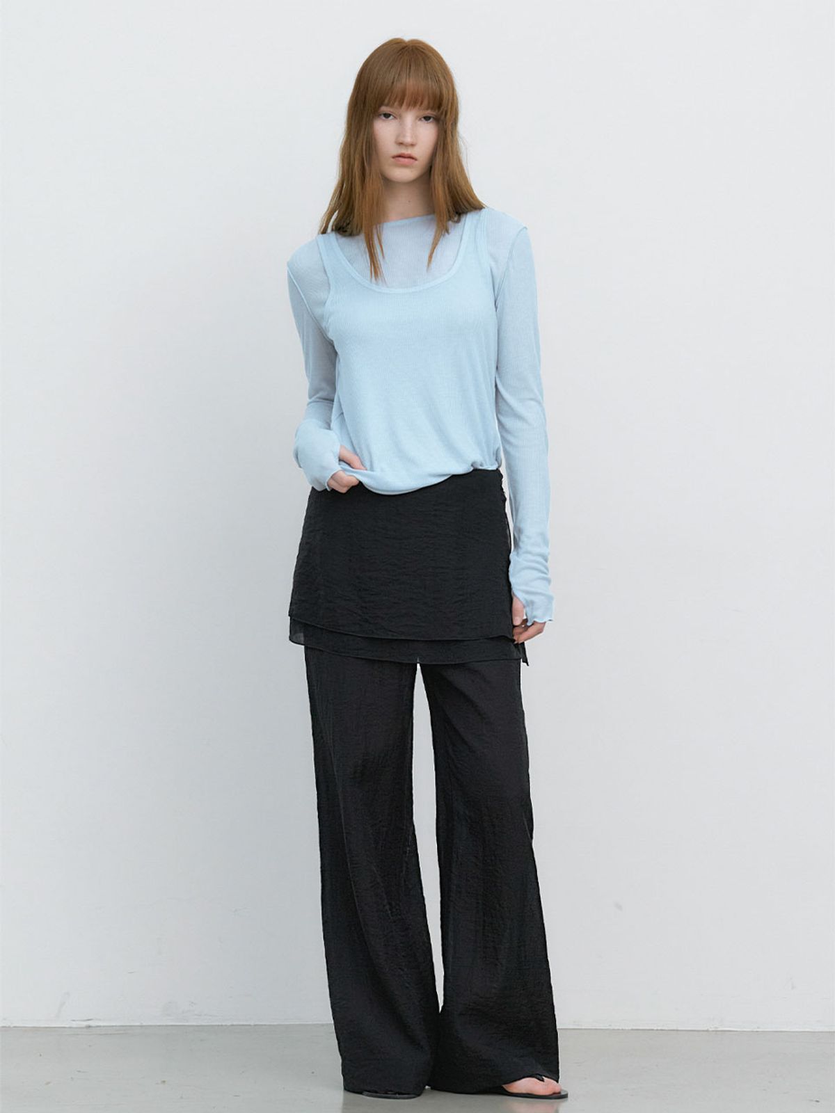 아틀리에 나인(ATELIER NAIN) BUTTON POINT WRAP SKIRT PANTS (PT-5750)