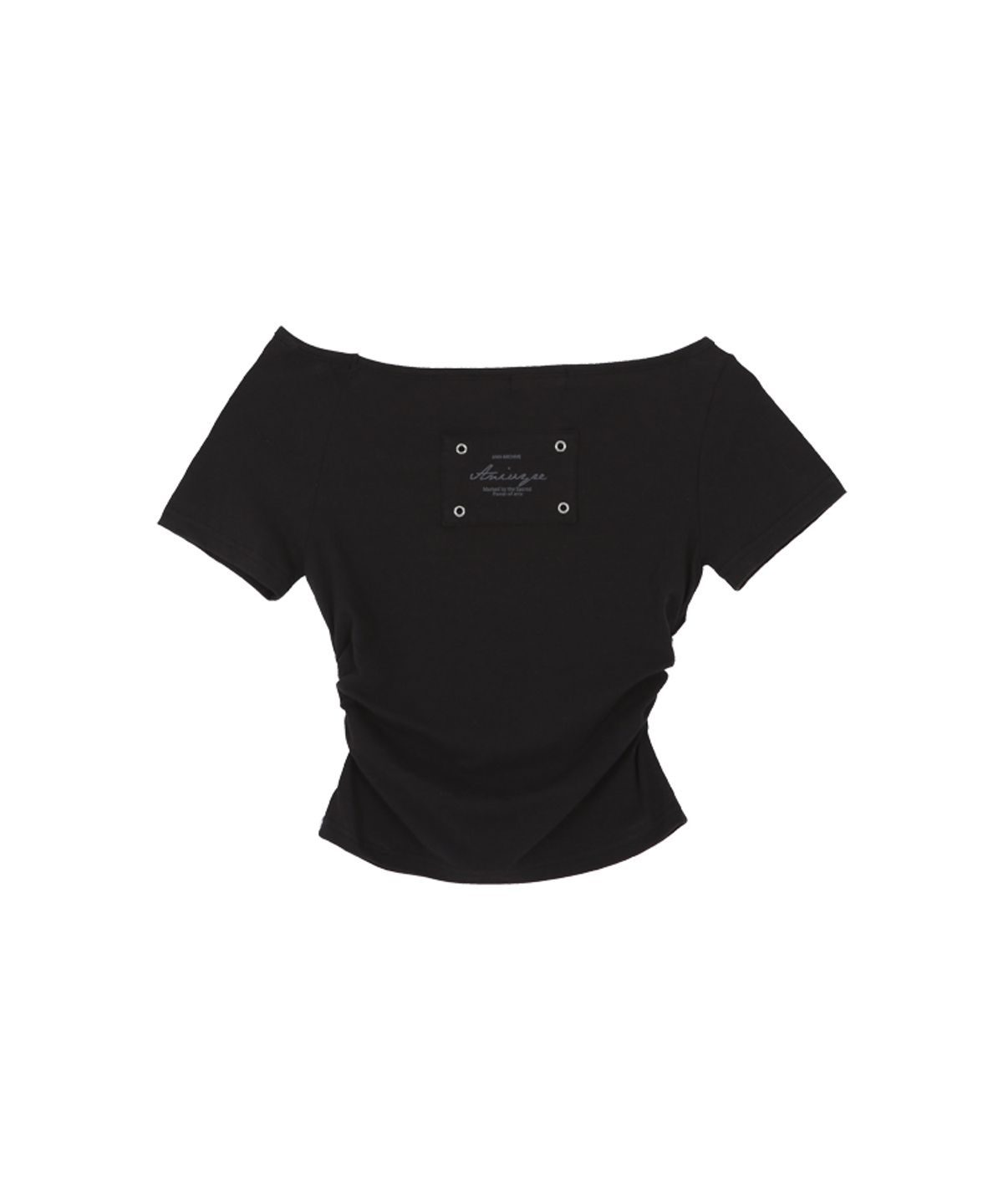 어니브(ANIV) SHIRRING LETTERING T-SHIRT BLACK