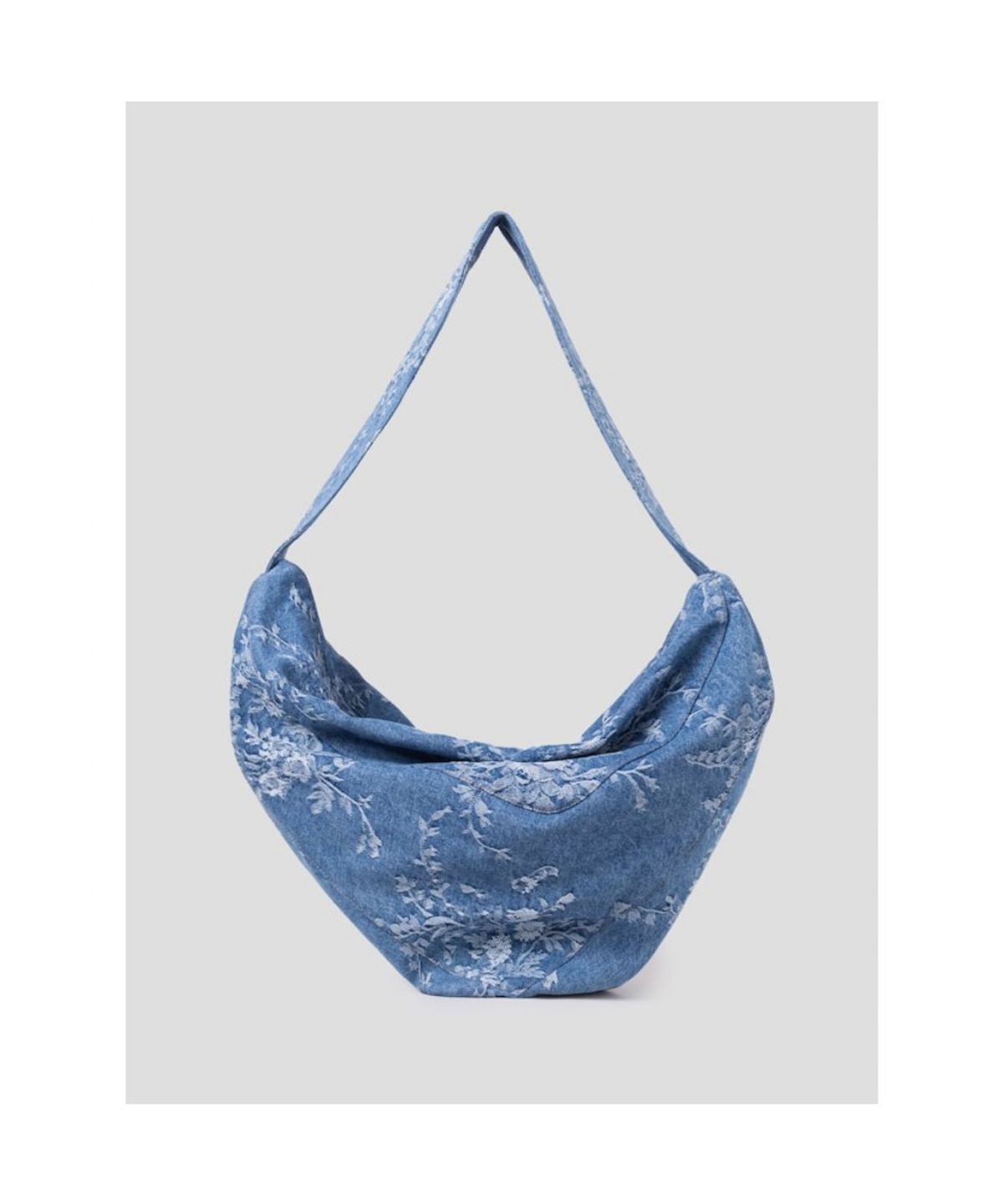 앙개(ANGGAE) Flower Jacquard Denim Triangle Bag  Blue