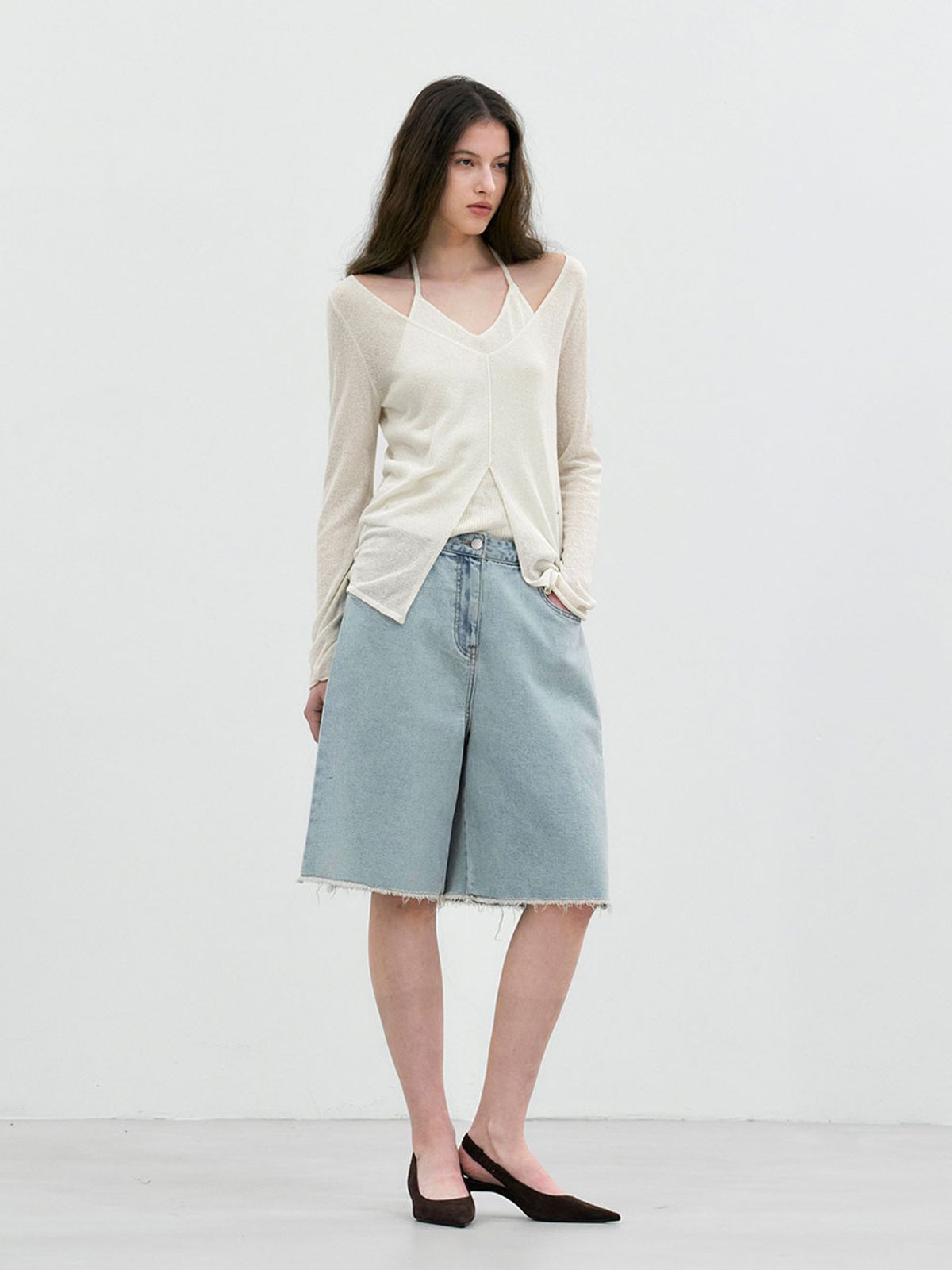아틀리에 나인(ATELIER NAIN) TUCK BERMUDA DENIM PANTS (PT-5789)
