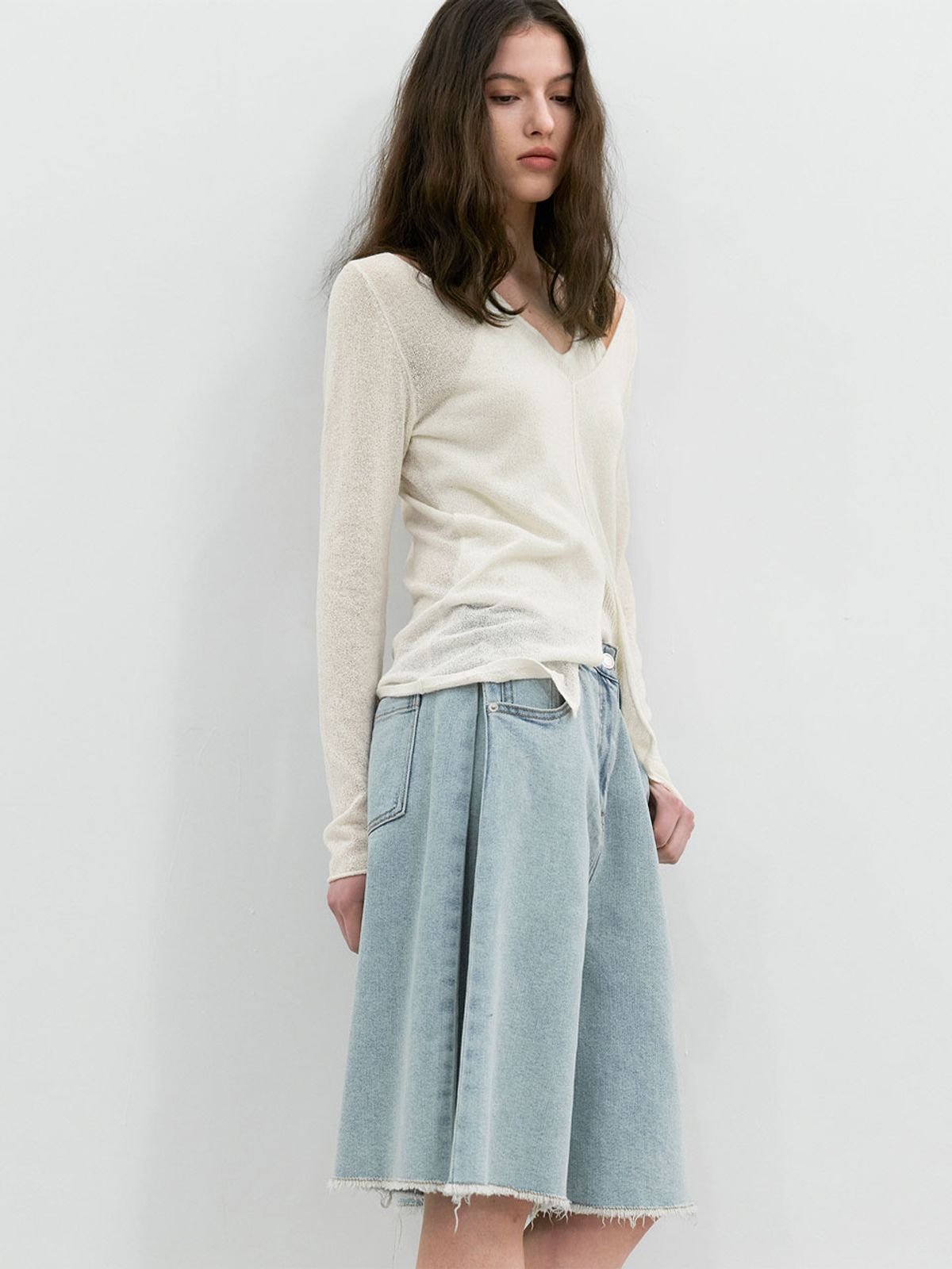 아틀리에 나인(ATELIER NAIN) TUCK BERMUDA DENIM PANTS (PT-5789)