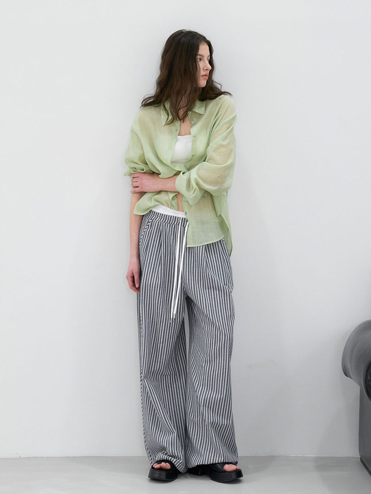 아틀리에 나인(ATELIER NAIN) STRIPE COTTON BANDING TWO-WAY PANTS (PT-5773)