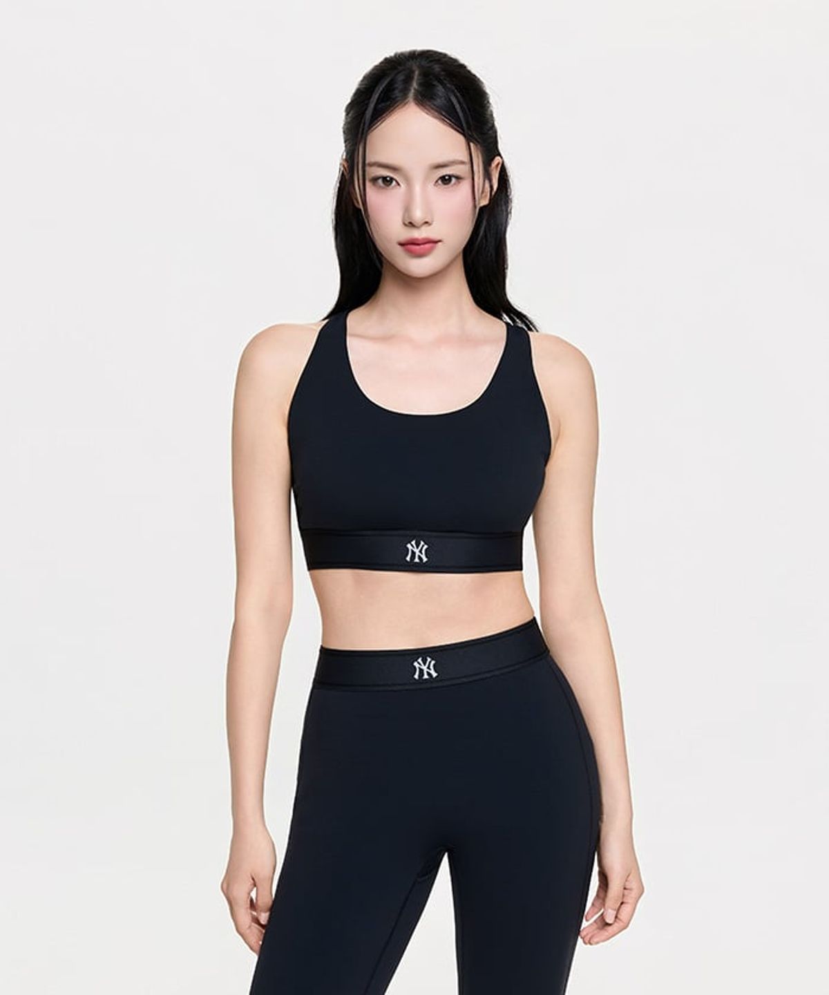엠엘비(MLB) 여성 베이직 밴드 로고포인트 크롭탑 NY (Black)