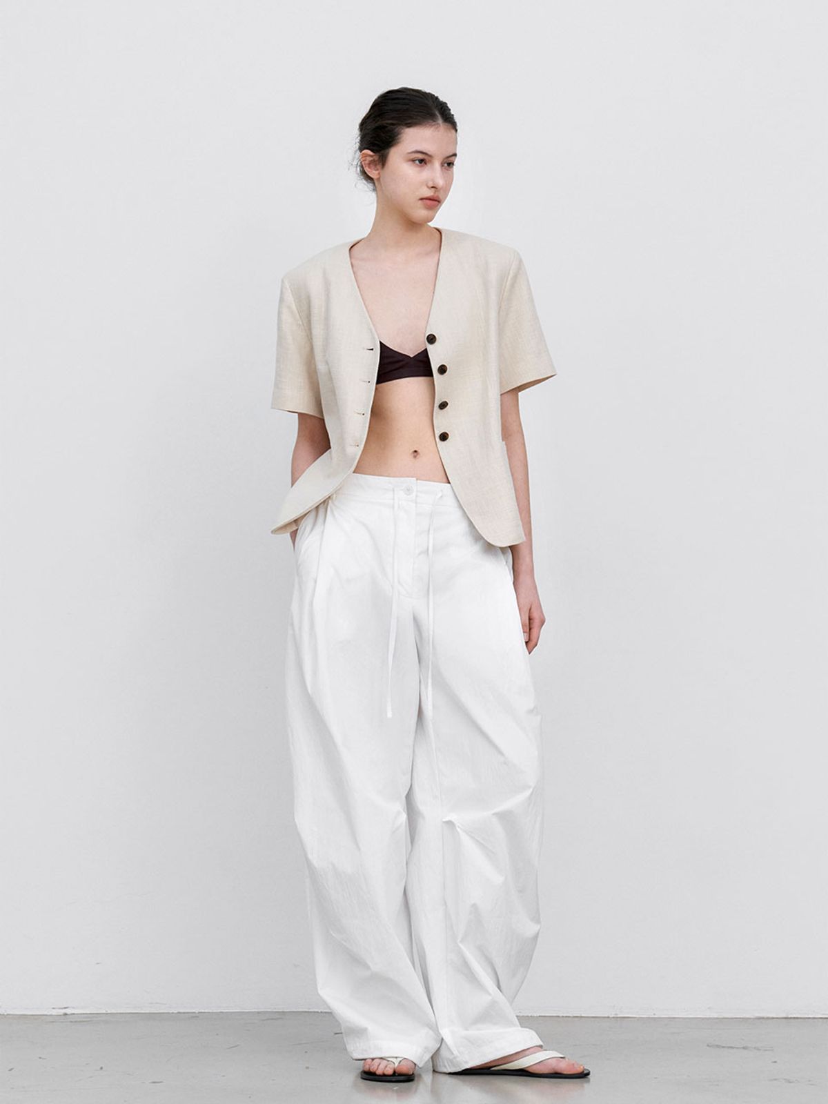 아틀리에 나인(ATELIER NAIN) V-NECK HALF SLEEVE JACKET (JK-3070)