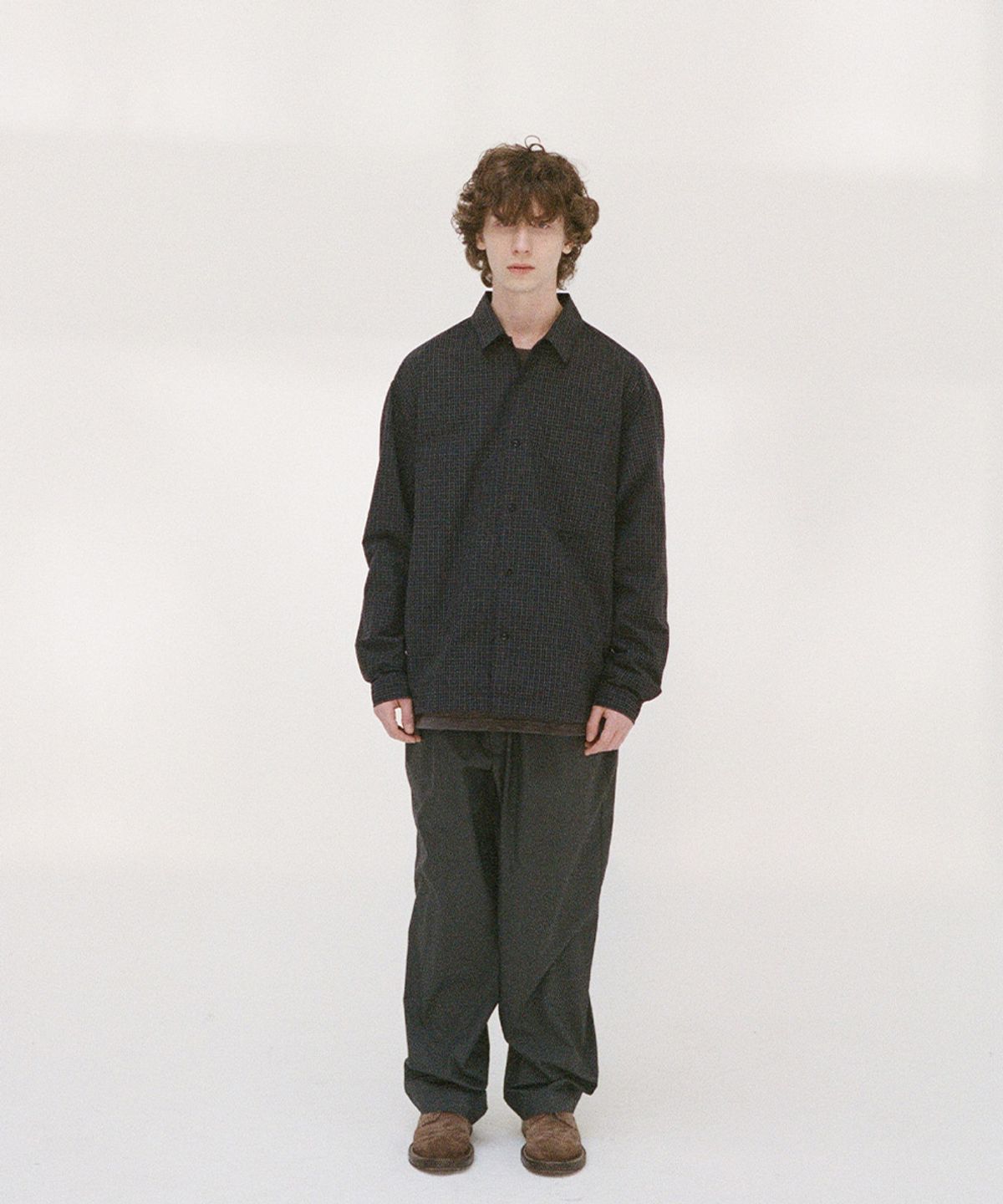 홀리선(HORLISUN) Ripple Typewriter Shirt Jacket Charcoal