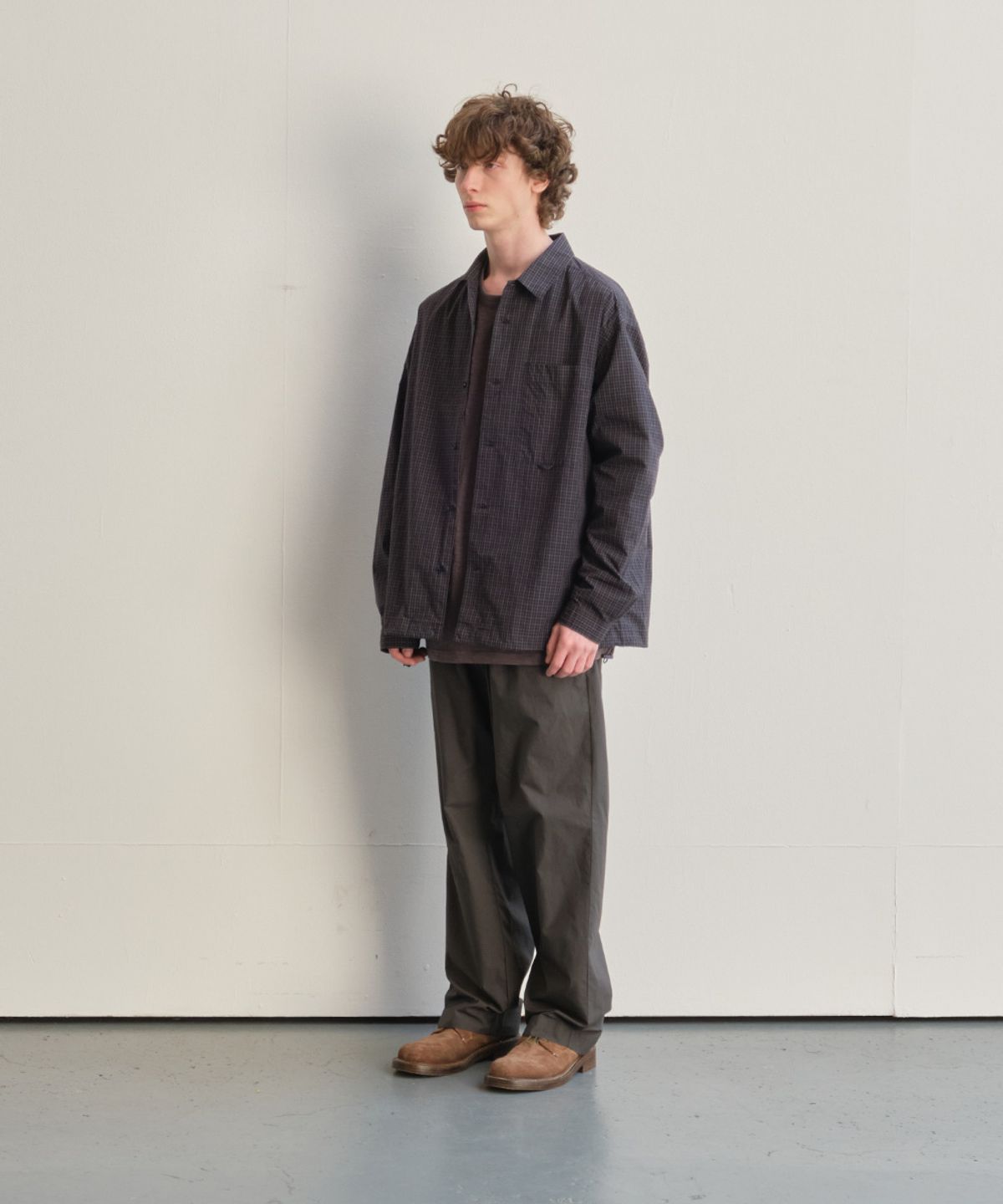 홀리선(HORLISUN) Ripple Typewriter Shirt Jacket Charcoal
