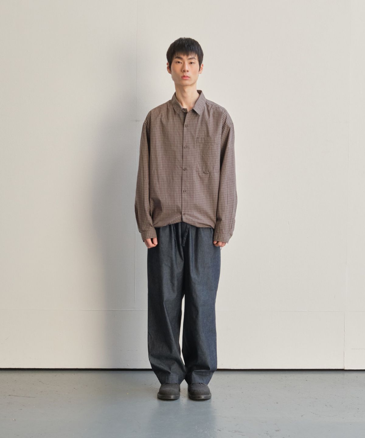 홀리선(HORLISUN) Ripple Typewriter Shirt Jacket Brown